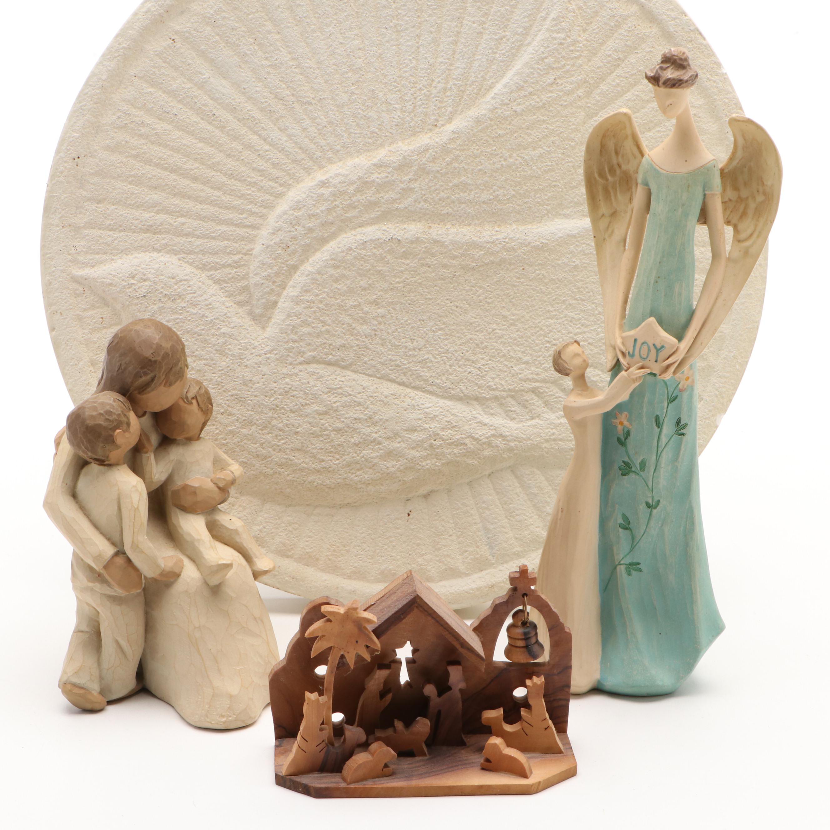 Willow Tree "Quietly" Resin Figure, Eden's Angels "Joy", Rosaries and More Décor