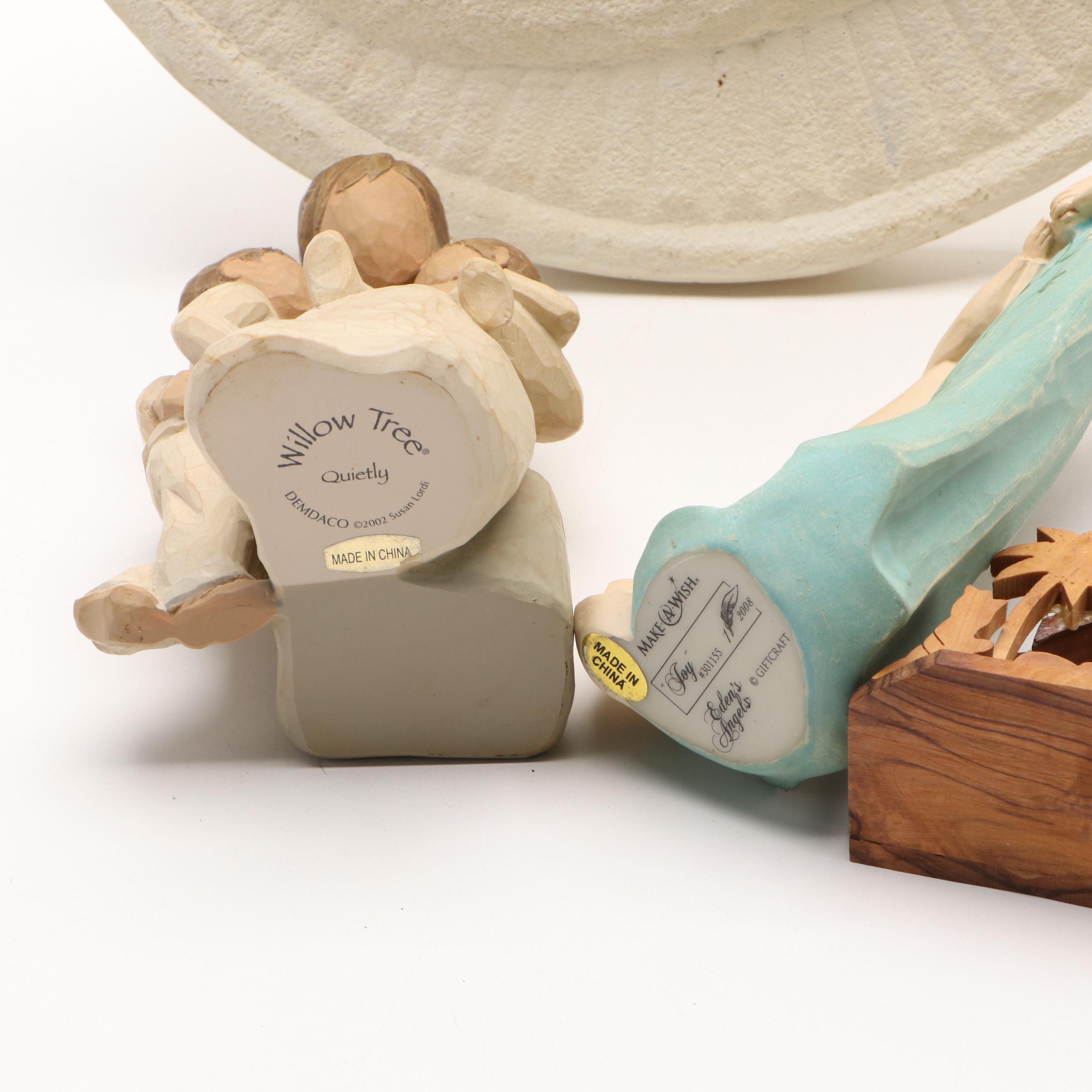 Willow Tree "Quietly" Resin Figure, Eden's Angels "Joy", Rosaries and More Décor
