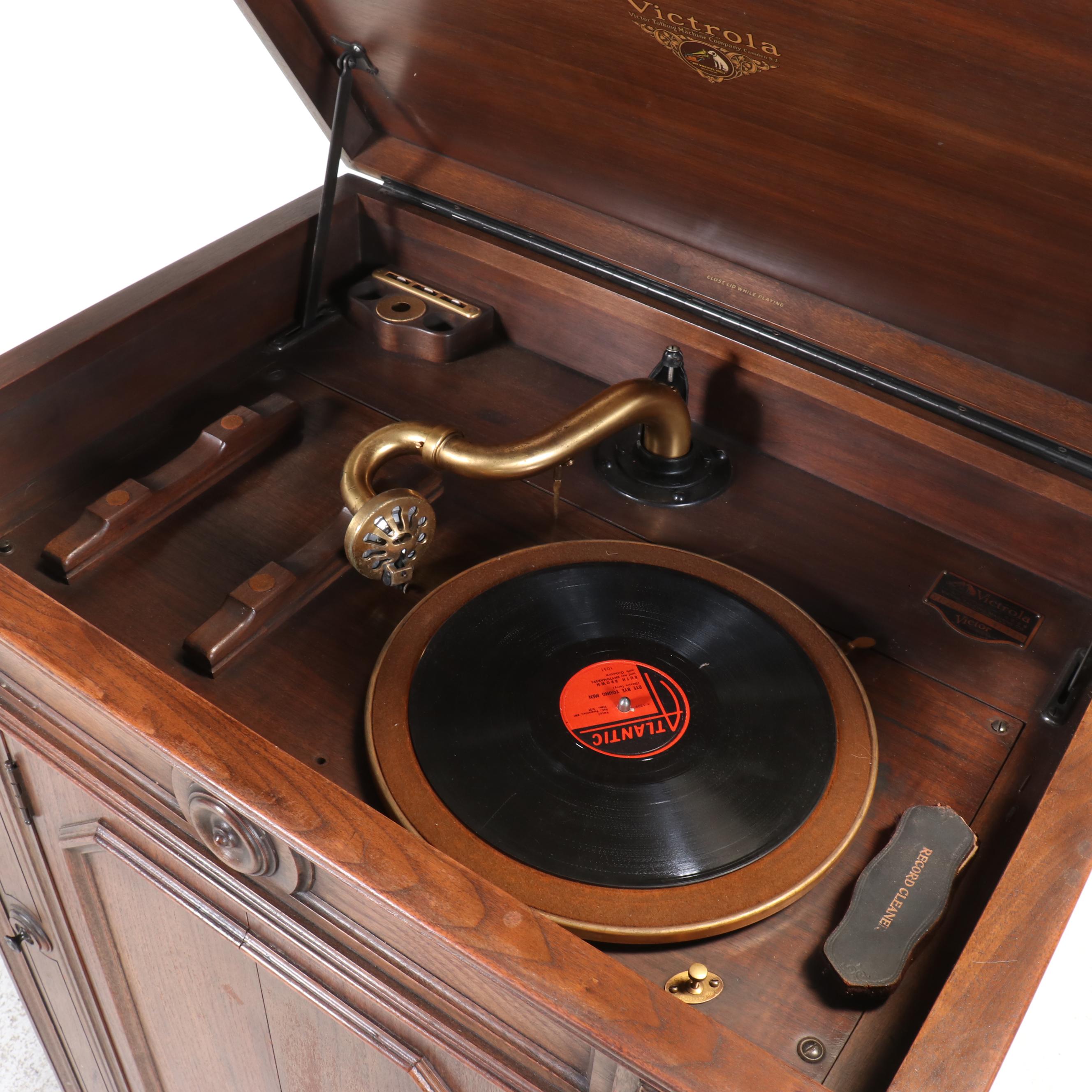Victor-Victrola VE 8-30X Electric Walnut Credenza Phonograph & Records, 1927