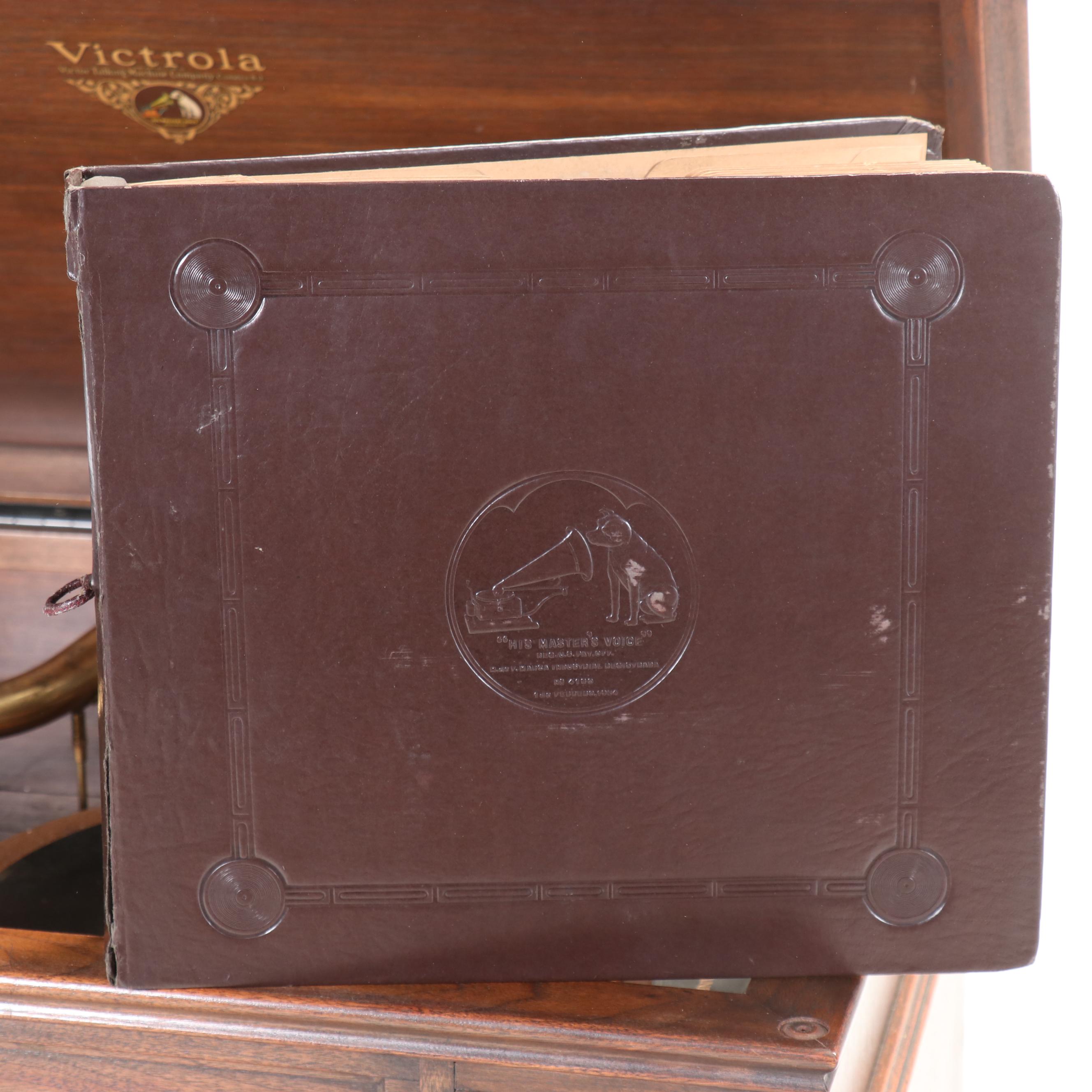 Victor-Victrola VE 8-30X Electric Walnut Credenza Phonograph & Records, 1927
