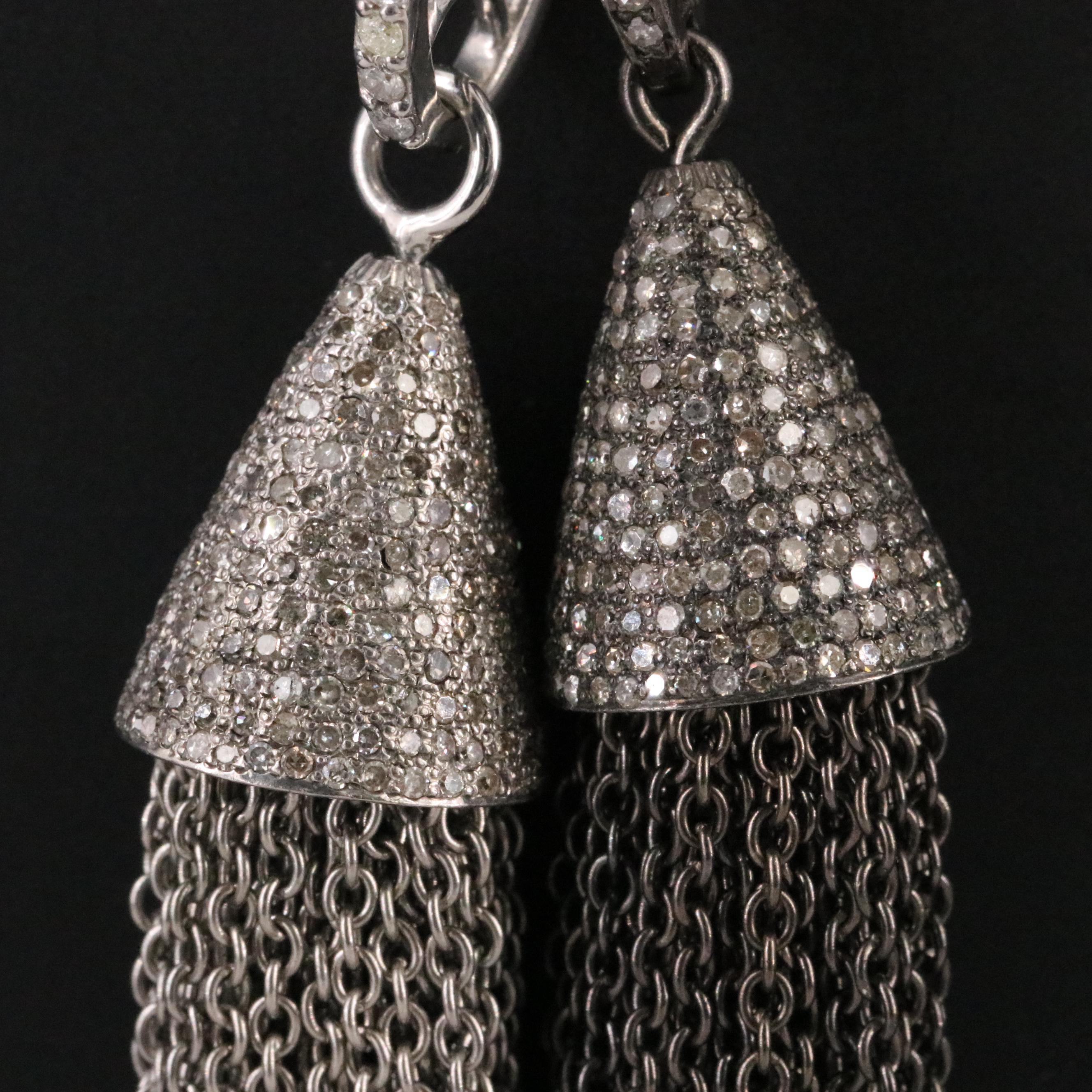 Sterling Pavé Diamond Tassel Pendants