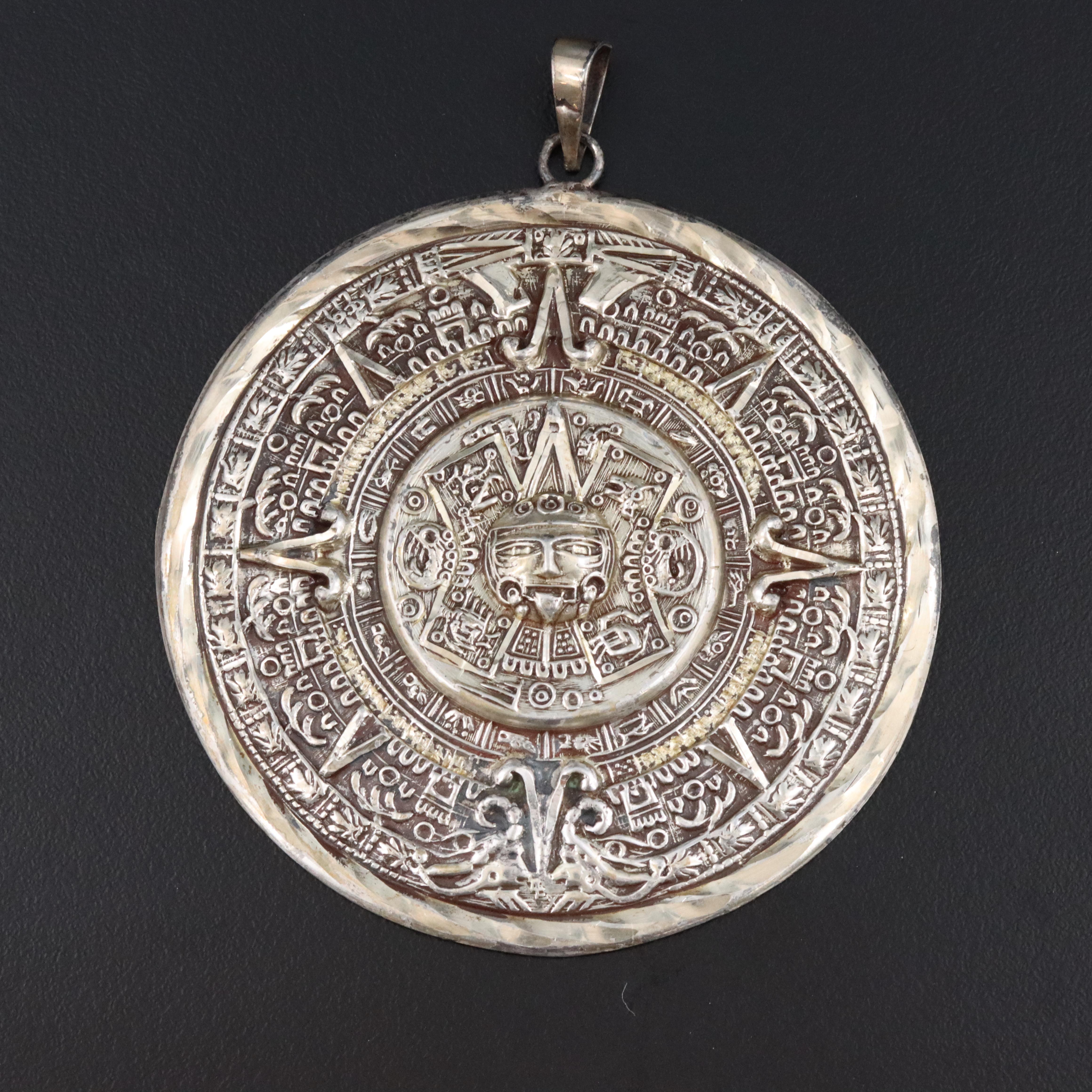 Mexican Sterling Aztec Calendar Pendant