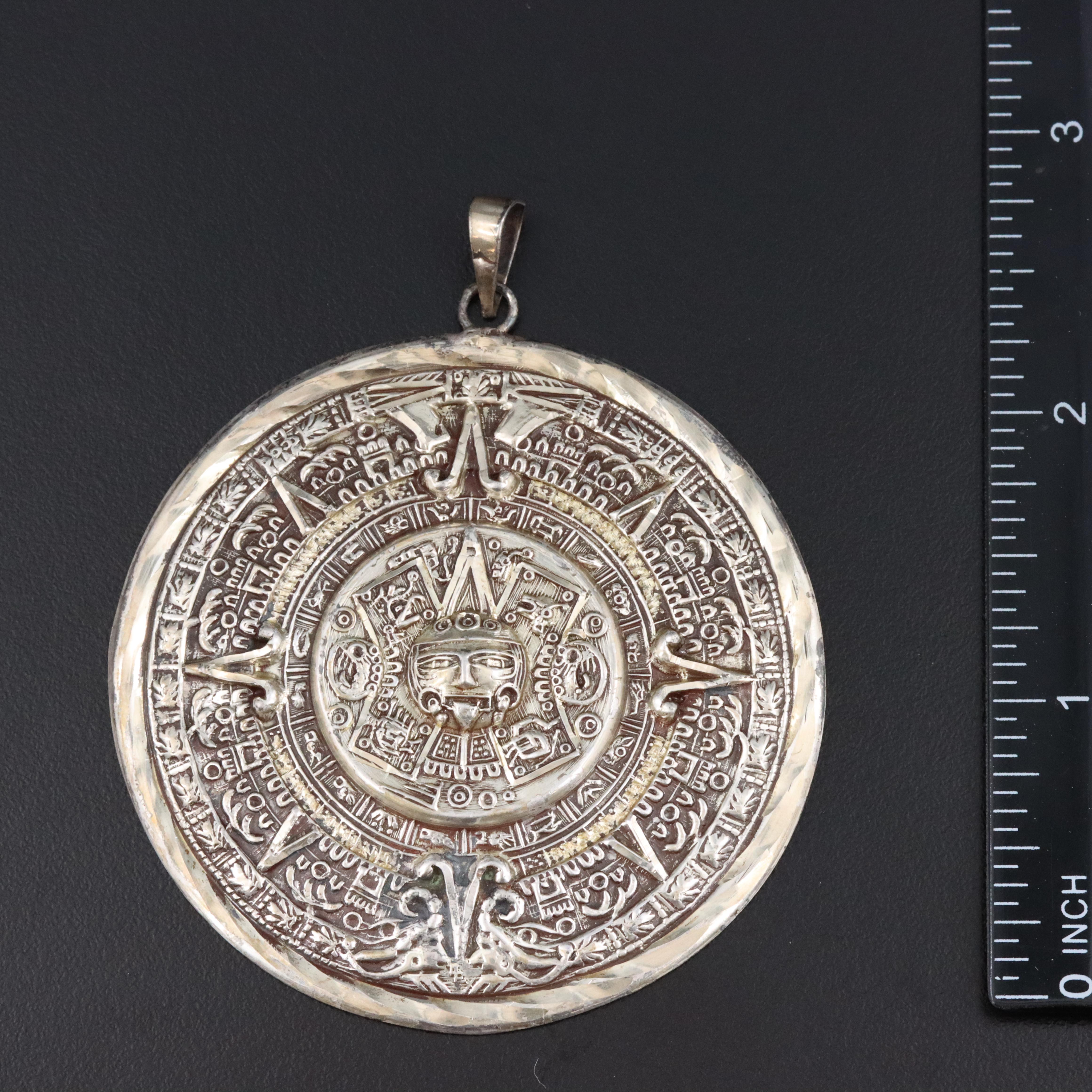 Mexican Sterling Aztec Calendar Pendant