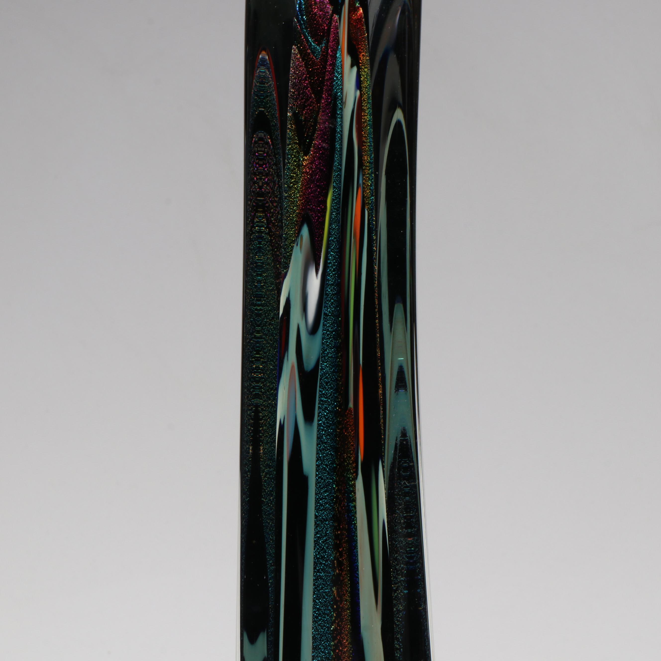 Rollin Karg Dichroic and Multicolor Mottled Studio Art Glass Sculpture, 2011