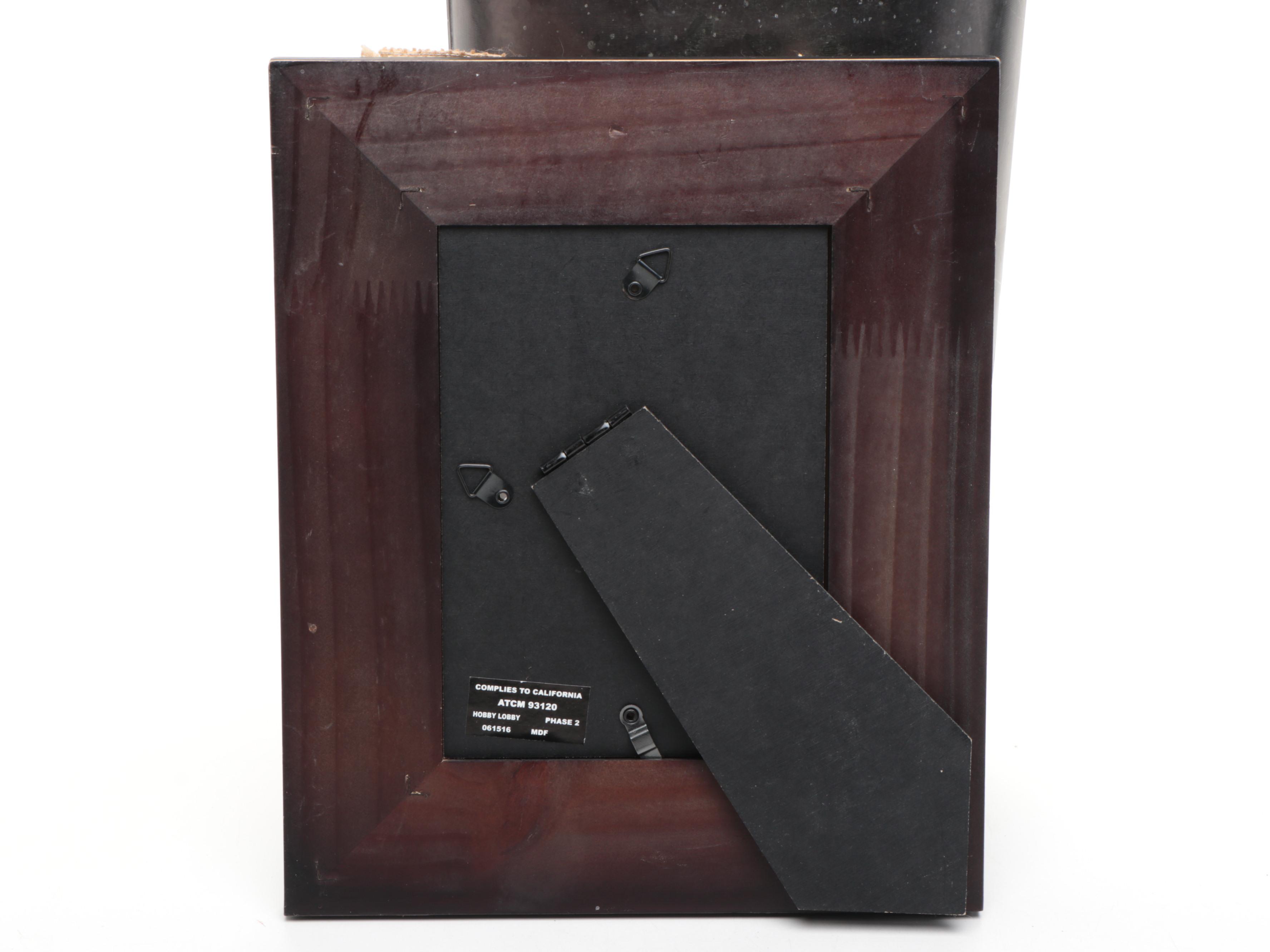 Wooden Handled Tray, Hobby Lobby Burlap Bow Picture Frames, and Other Décor