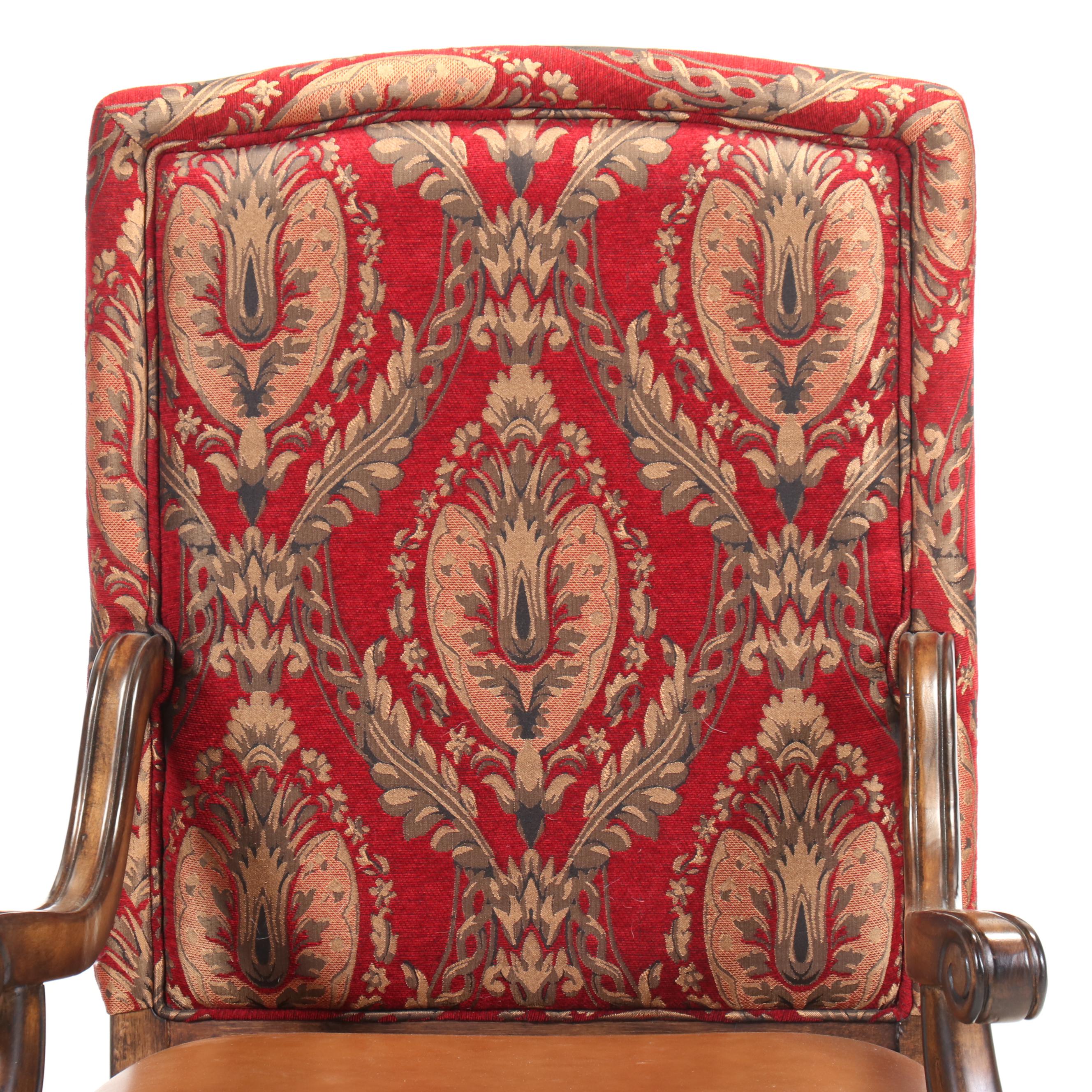 Pair of Renaissance Style Upholstered Armchairs with Accent Pillows