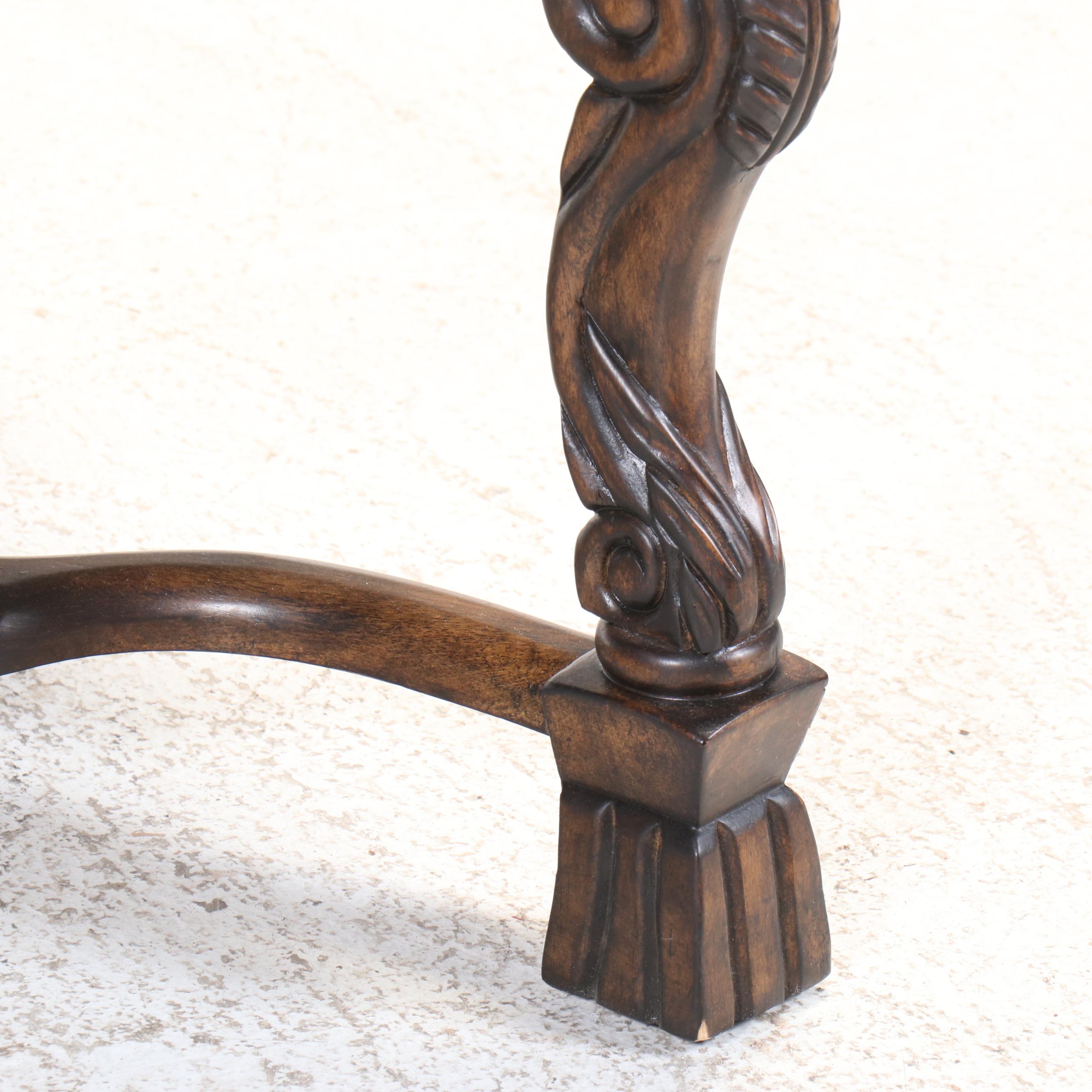 Pair of Renaissance Style Upholstered Armchairs with Accent Pillows