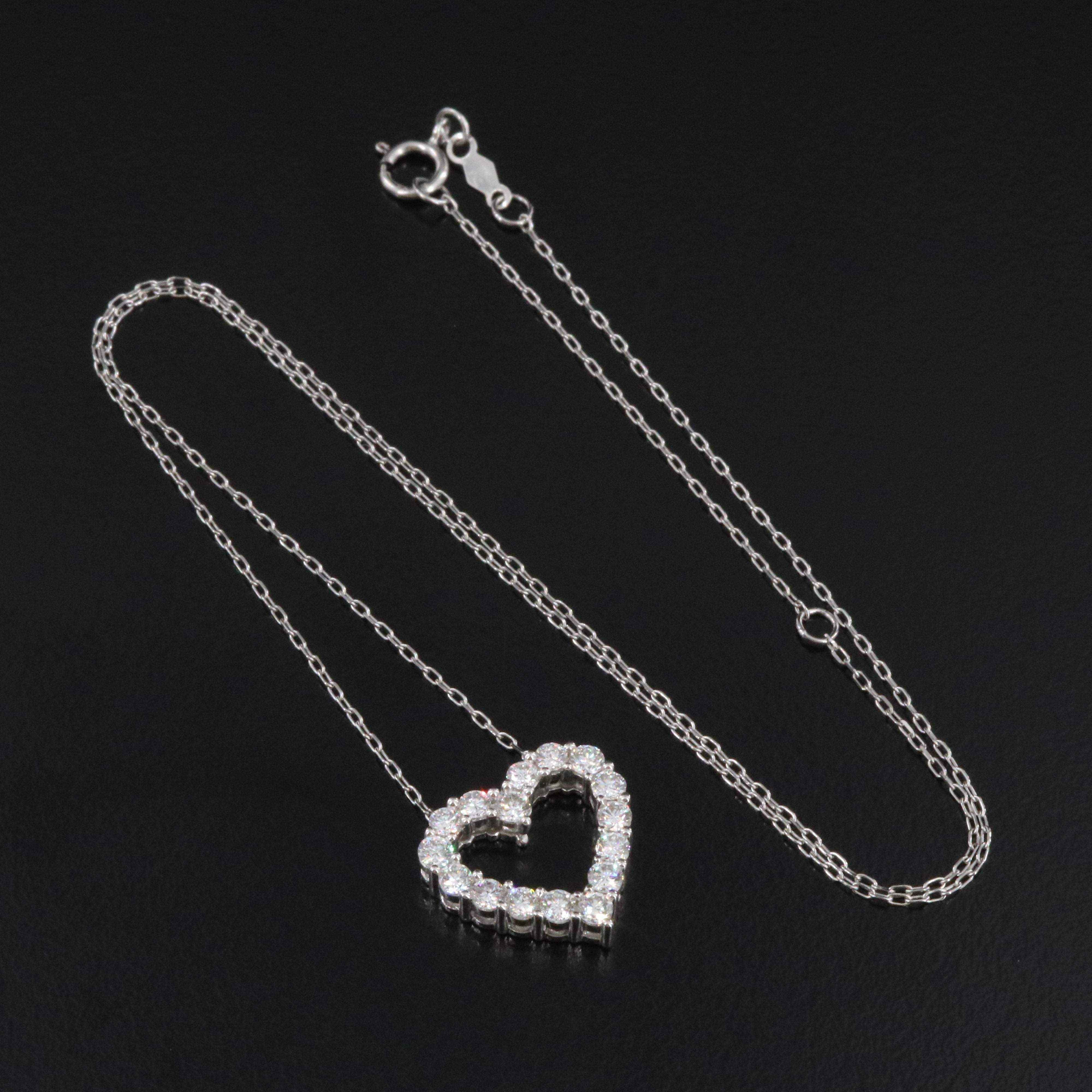 14K 1.00 CTW Lab Grown Diamond Heart Pendant Necklace