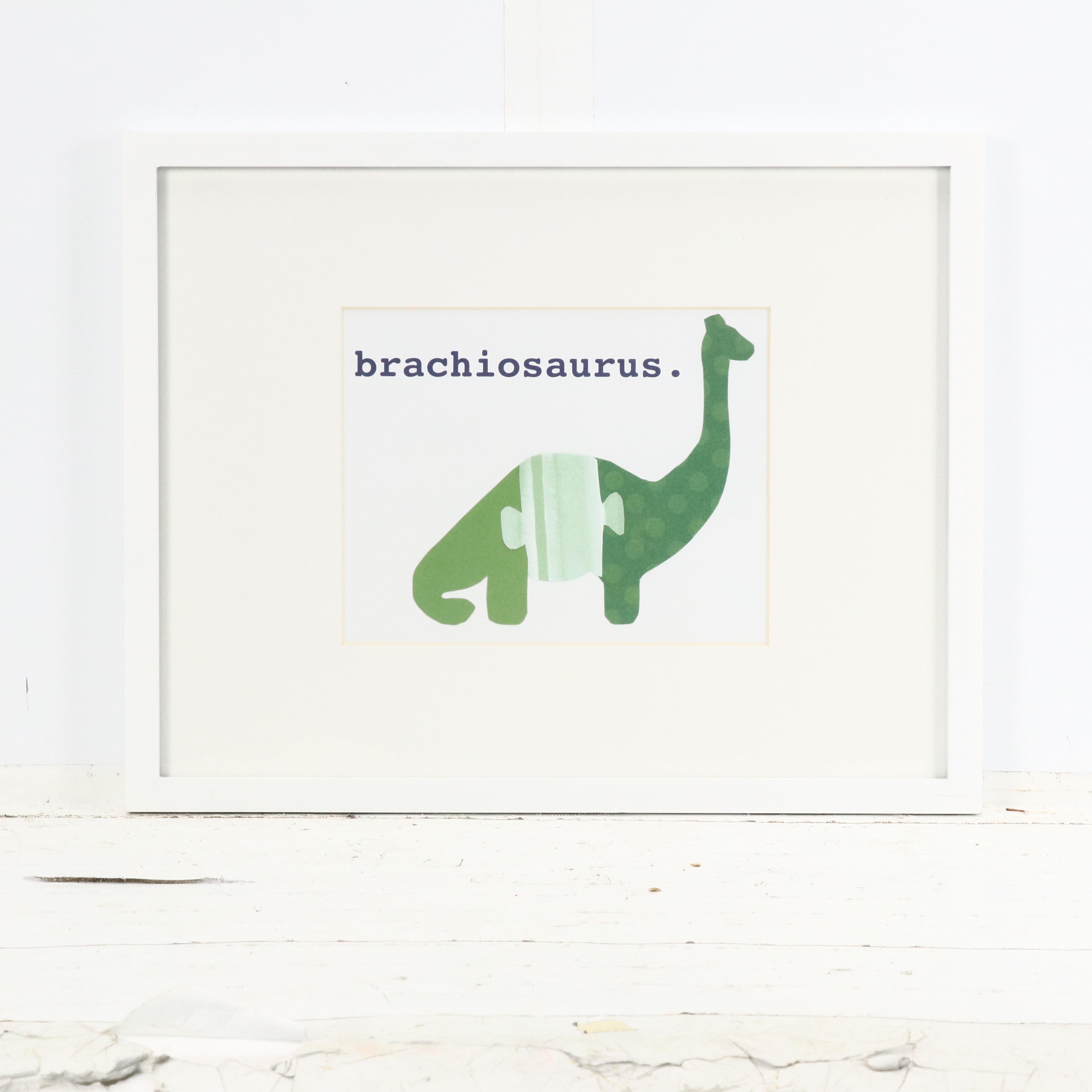 Collage Style Dinosaur Framed Prints