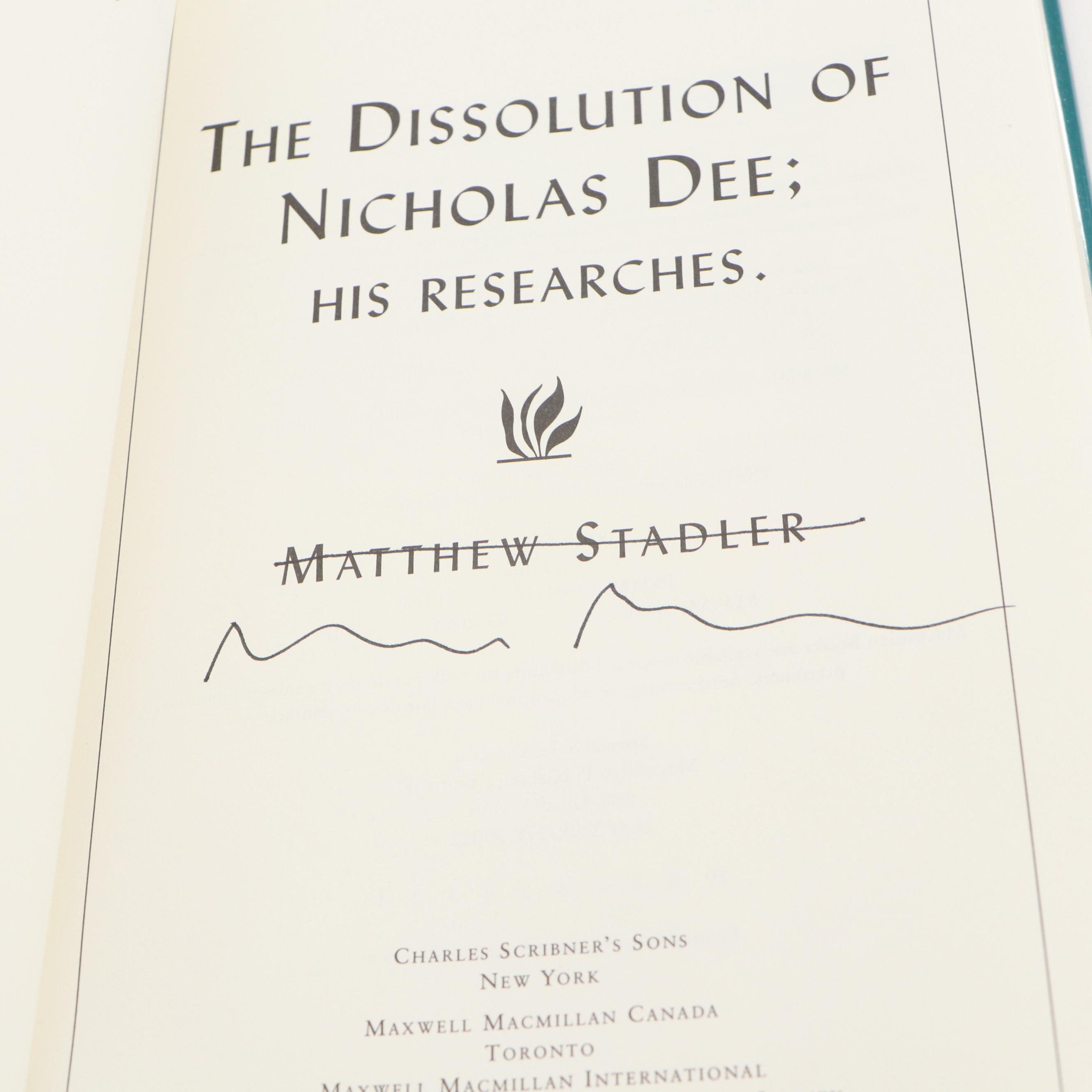 Signed First Edition "Allan Stein" by Matthew Stadler and More Books