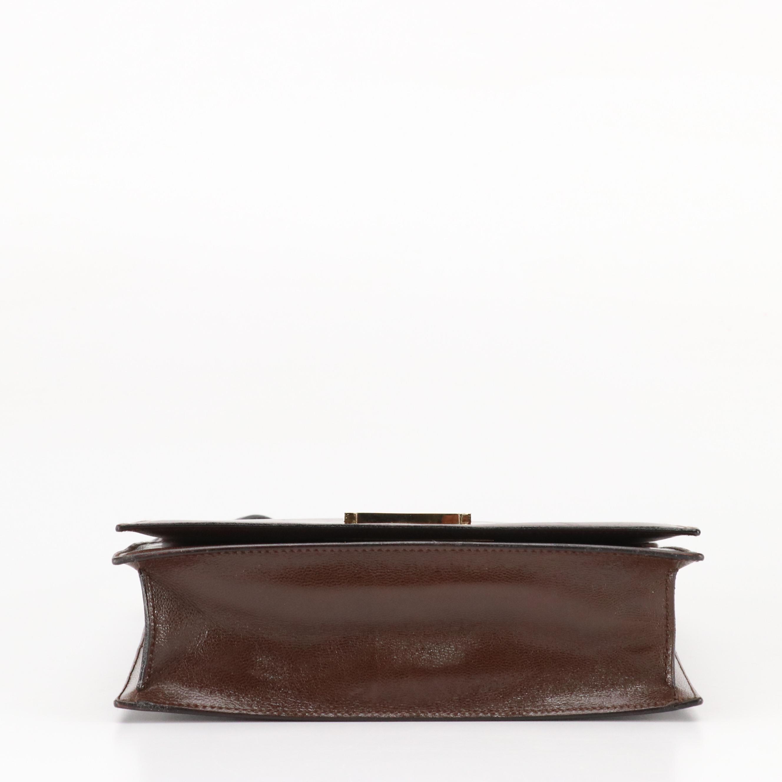 Gucci Full Flap G Closure Shoulder Bag in Dark Brown Leather