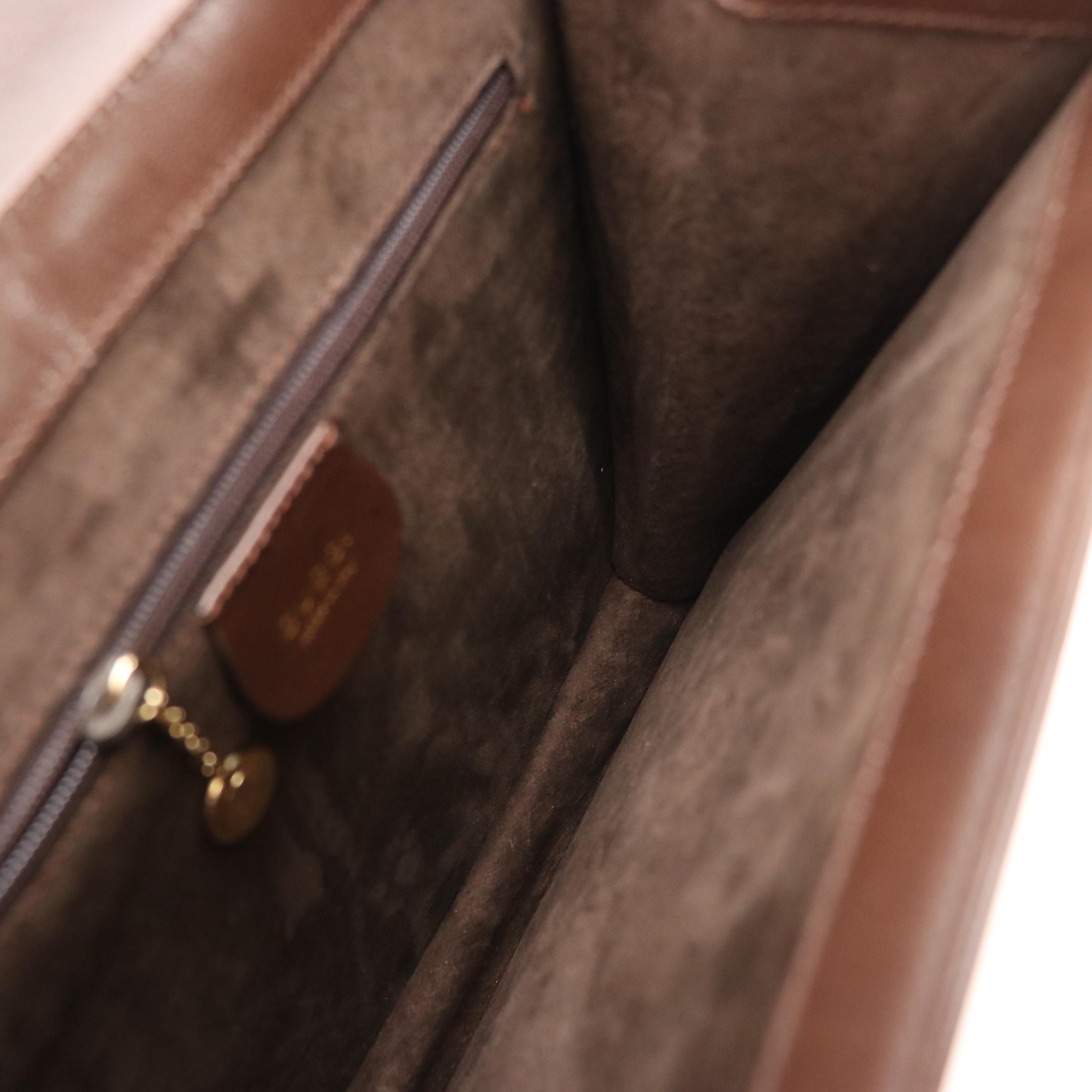 Gucci Full Flap G Closure Shoulder Bag in Dark Brown Leather