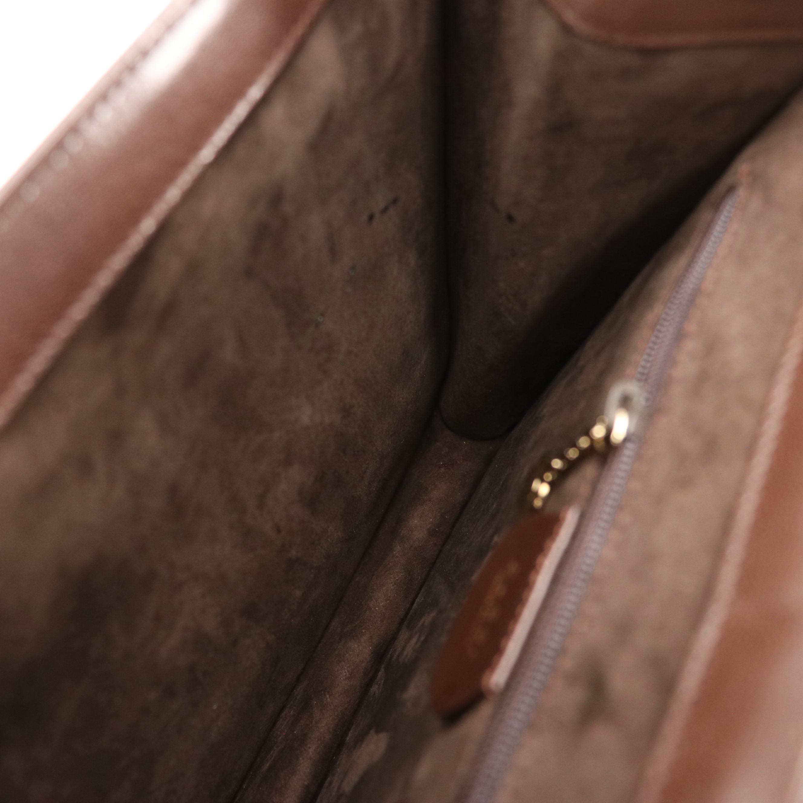 Gucci Full Flap G Closure Shoulder Bag in Dark Brown Leather