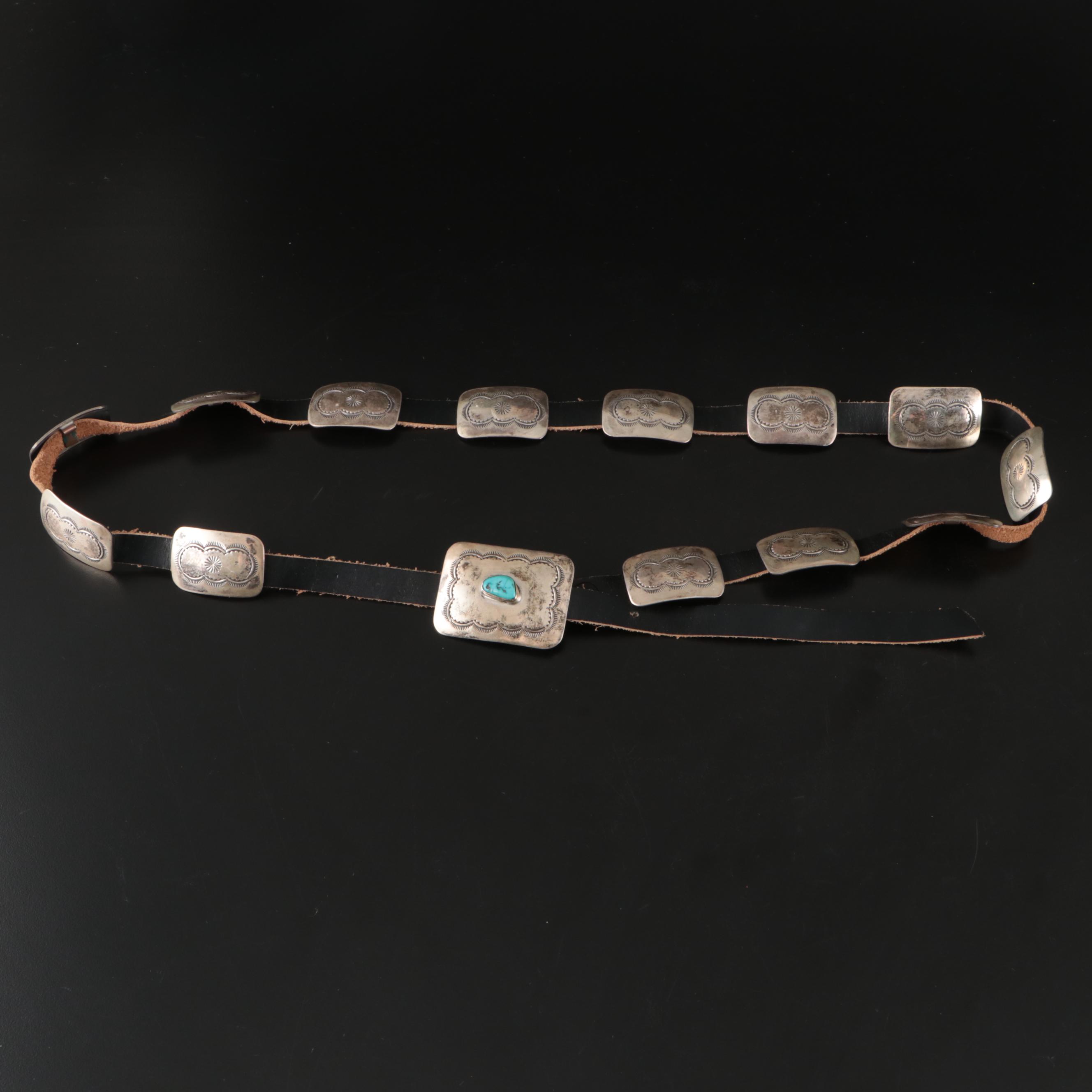 Navajo Diné Sterling Silver Turquoise Concho Belt