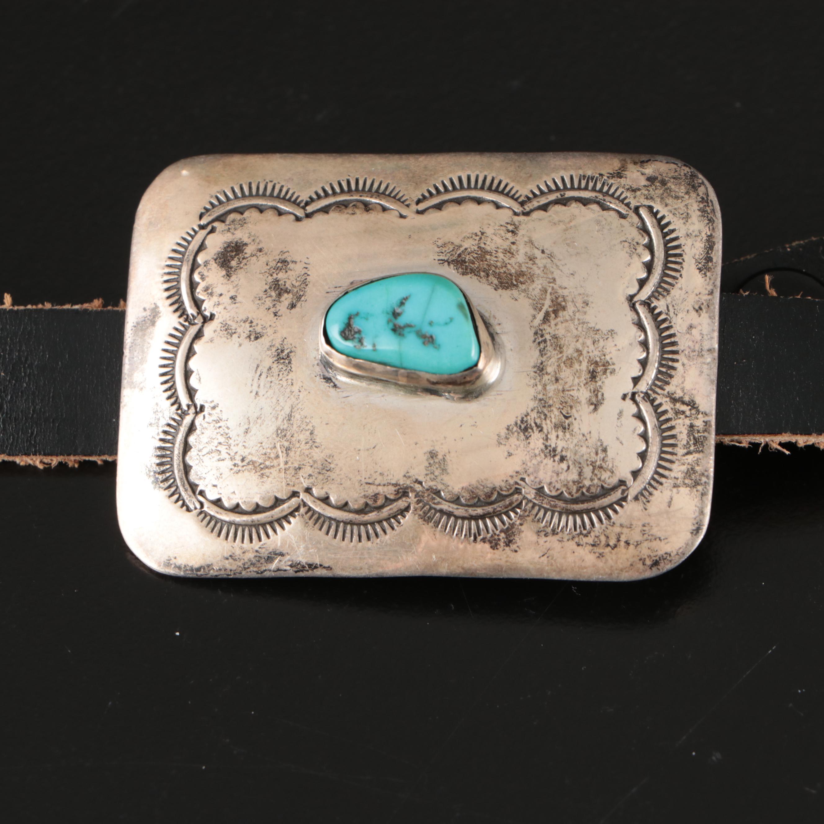 Navajo Diné Sterling Silver Turquoise Concho Belt