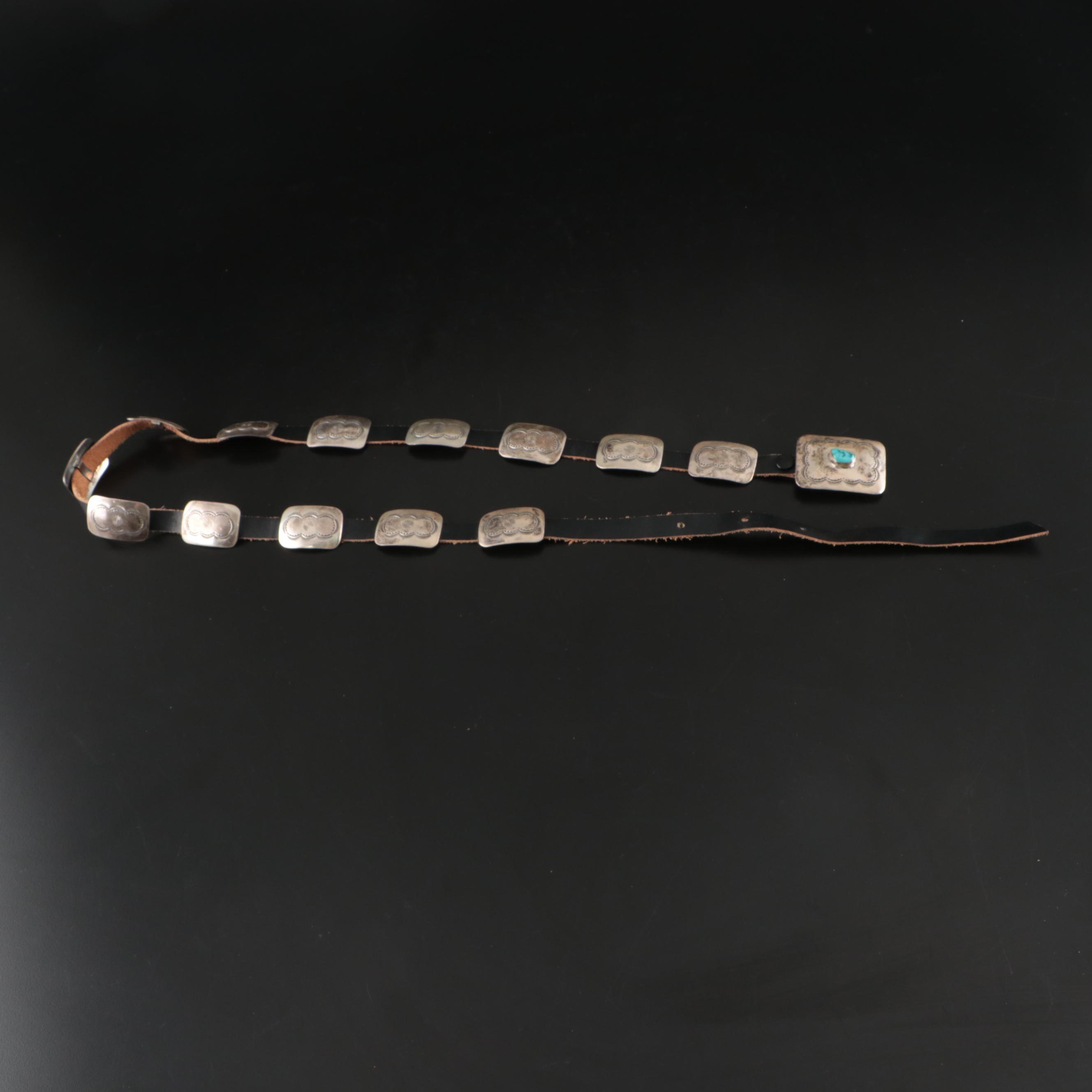 Navajo Diné Sterling Silver Turquoise Concho Belt