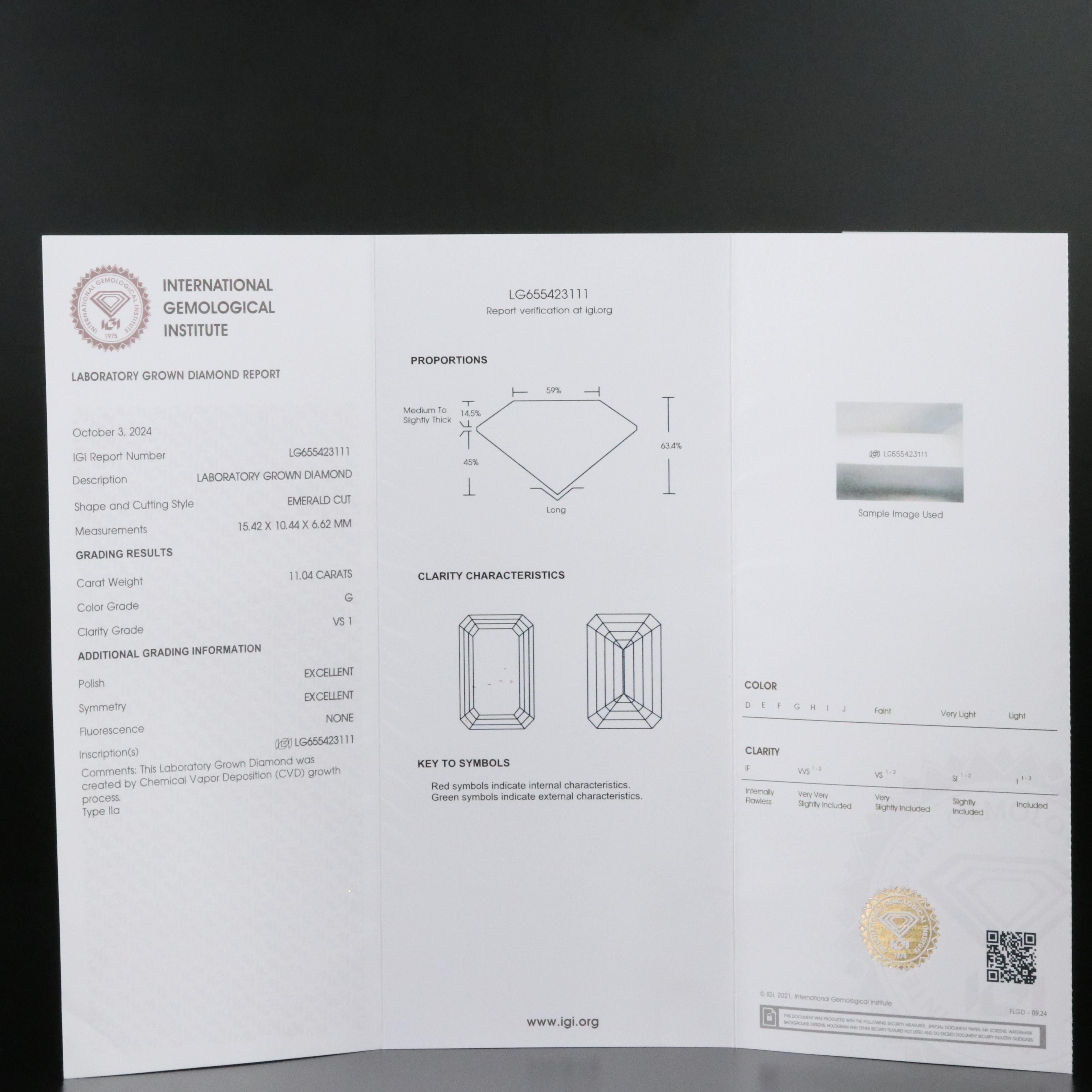 Platinum 11.04 CT Lab Grown Diamond Solitaire Ring with IGI Report