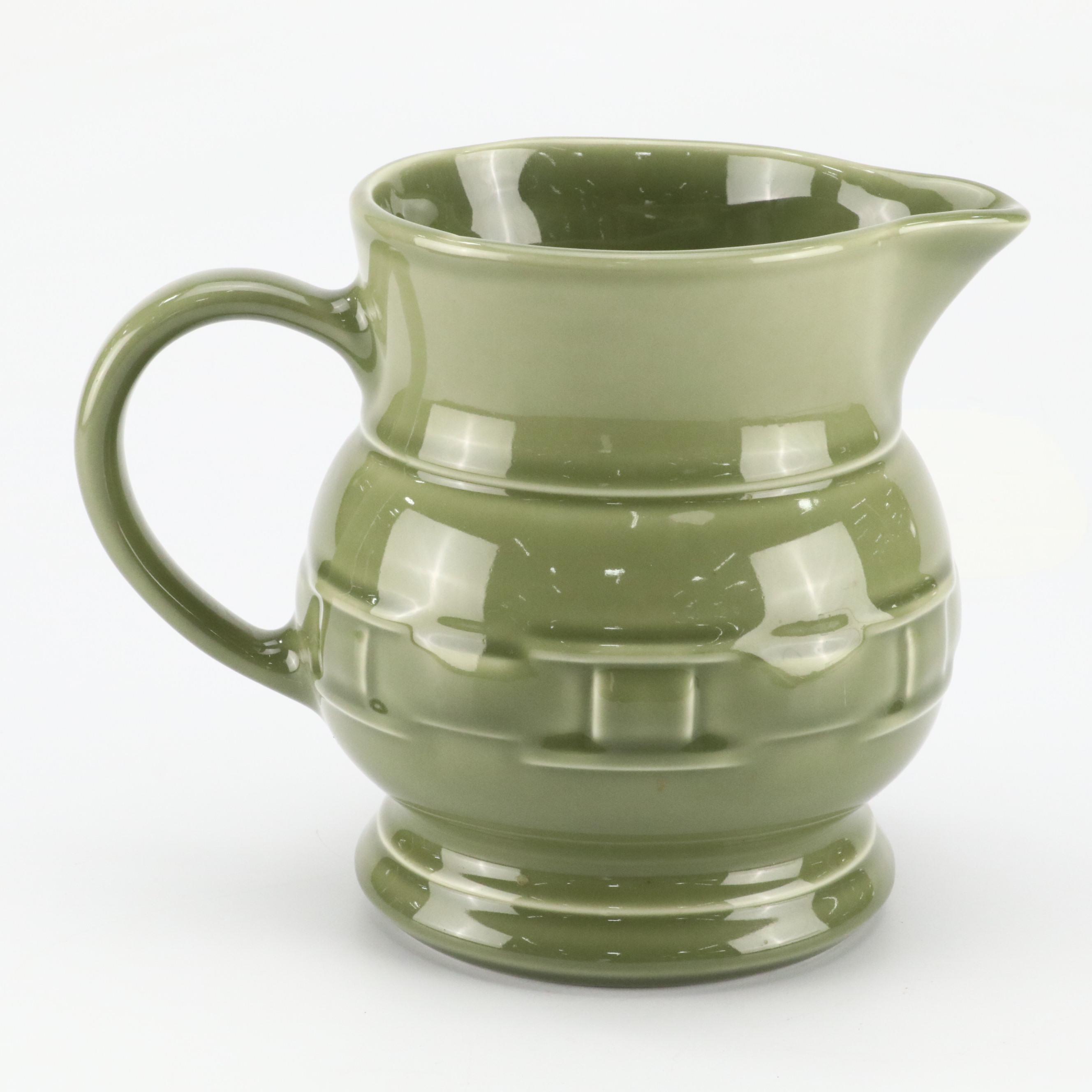 Longaberger Ceramic Pitcher and Woven Baskets with Singer Box and Footstool