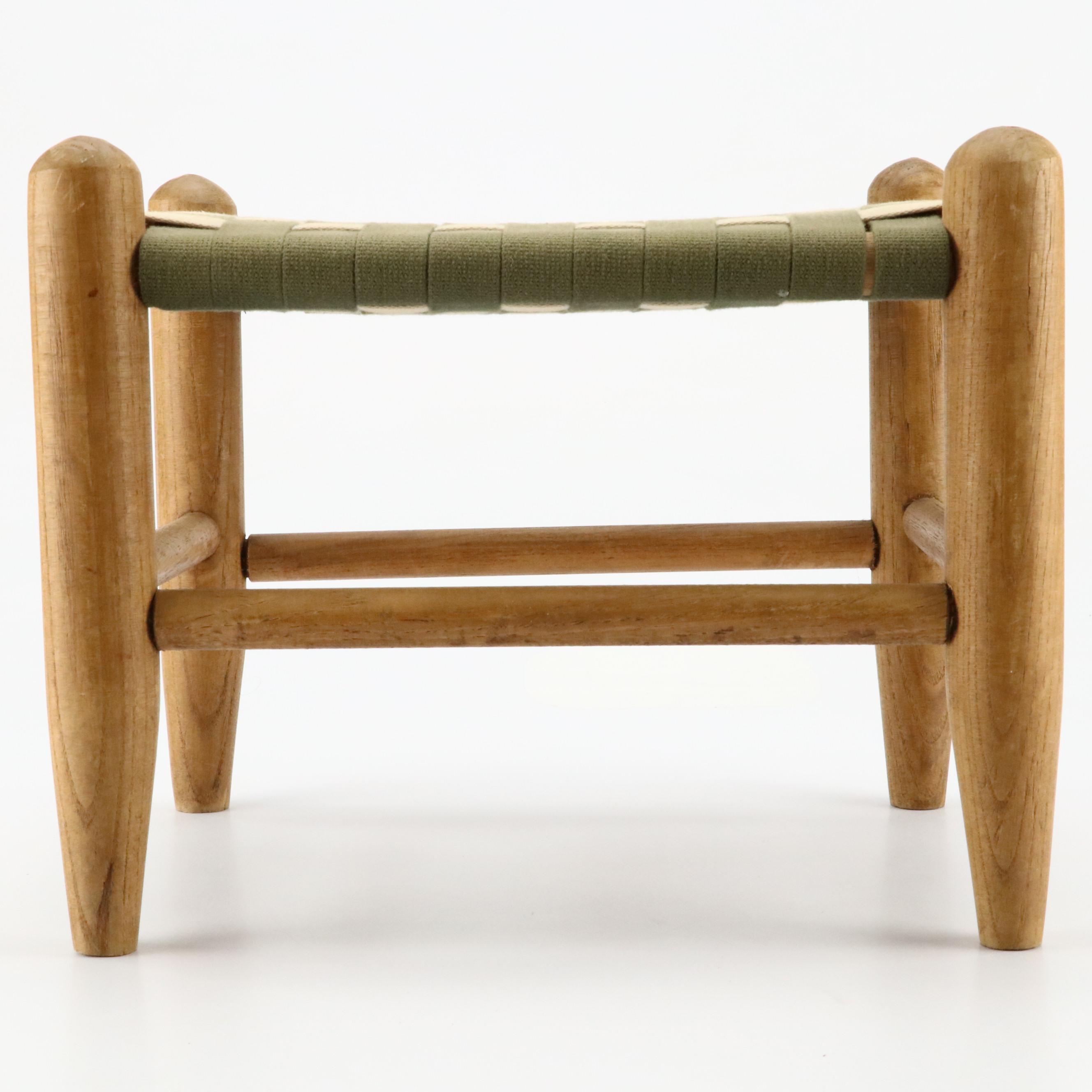 Longaberger Ceramic Pitcher and Woven Baskets with Singer Box and Footstool