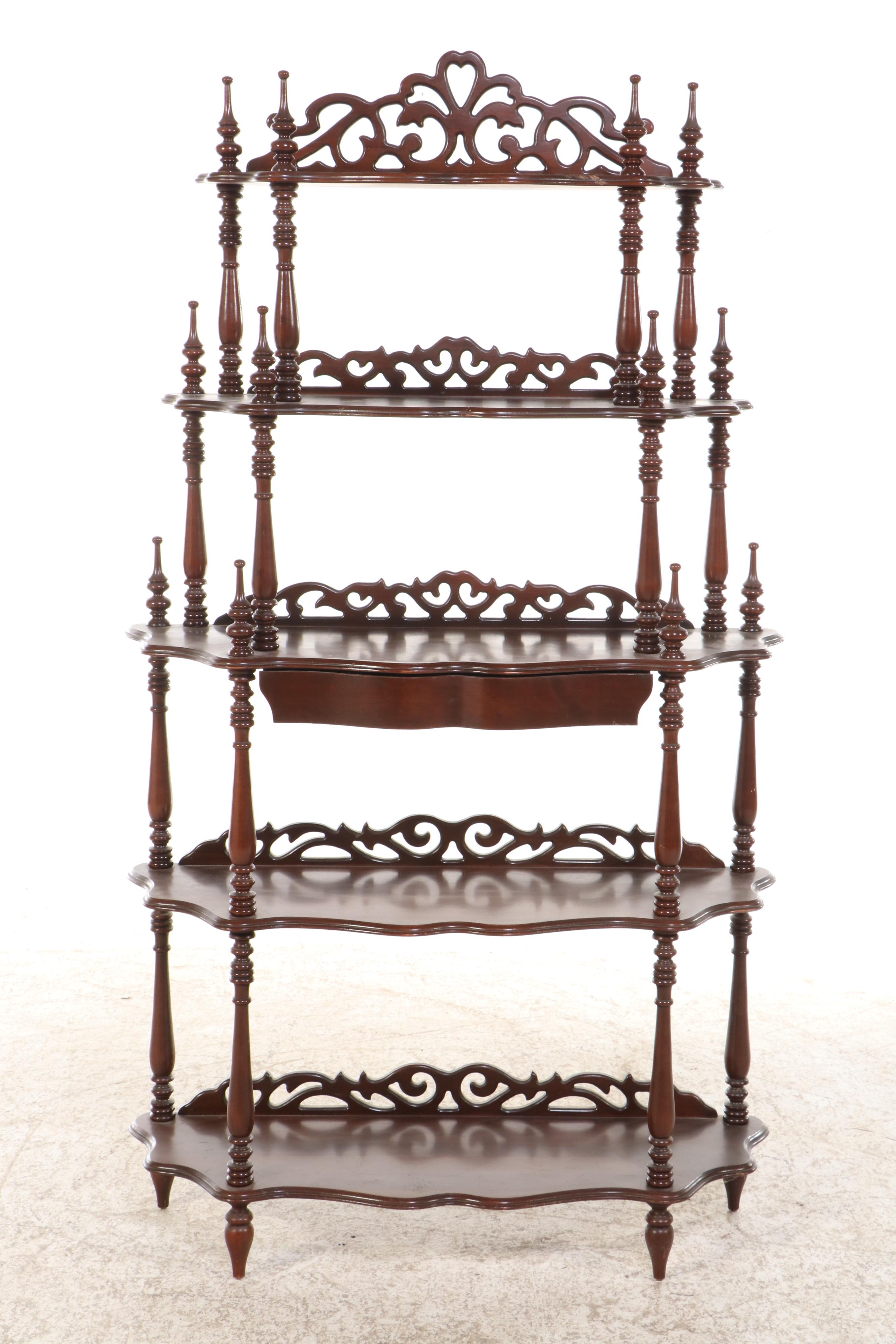 Victorian Walnut Étagère Shelf, Late 19th/ Early 20th Century