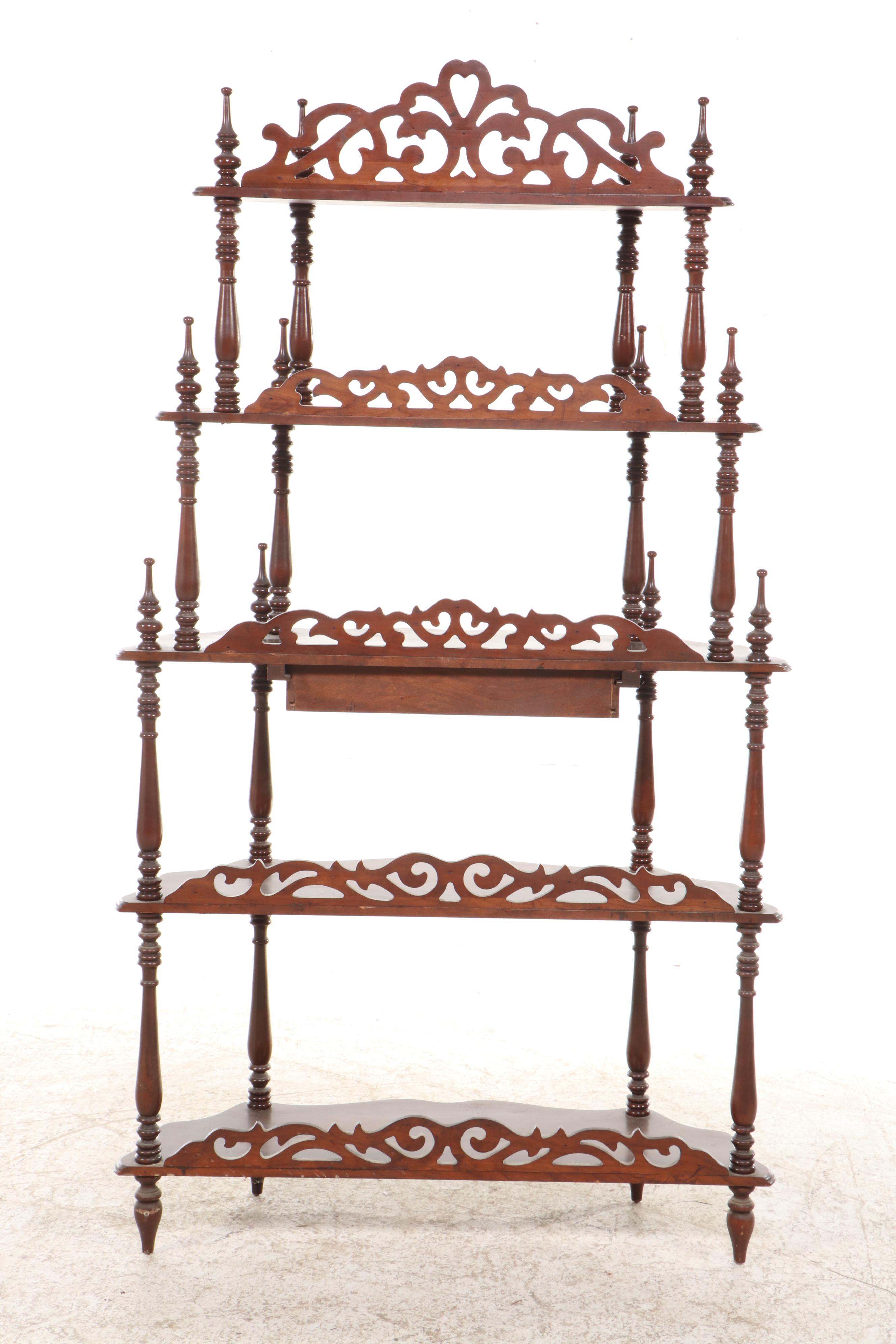 Victorian Walnut Étagère Shelf, Late 19th/ Early 20th Century