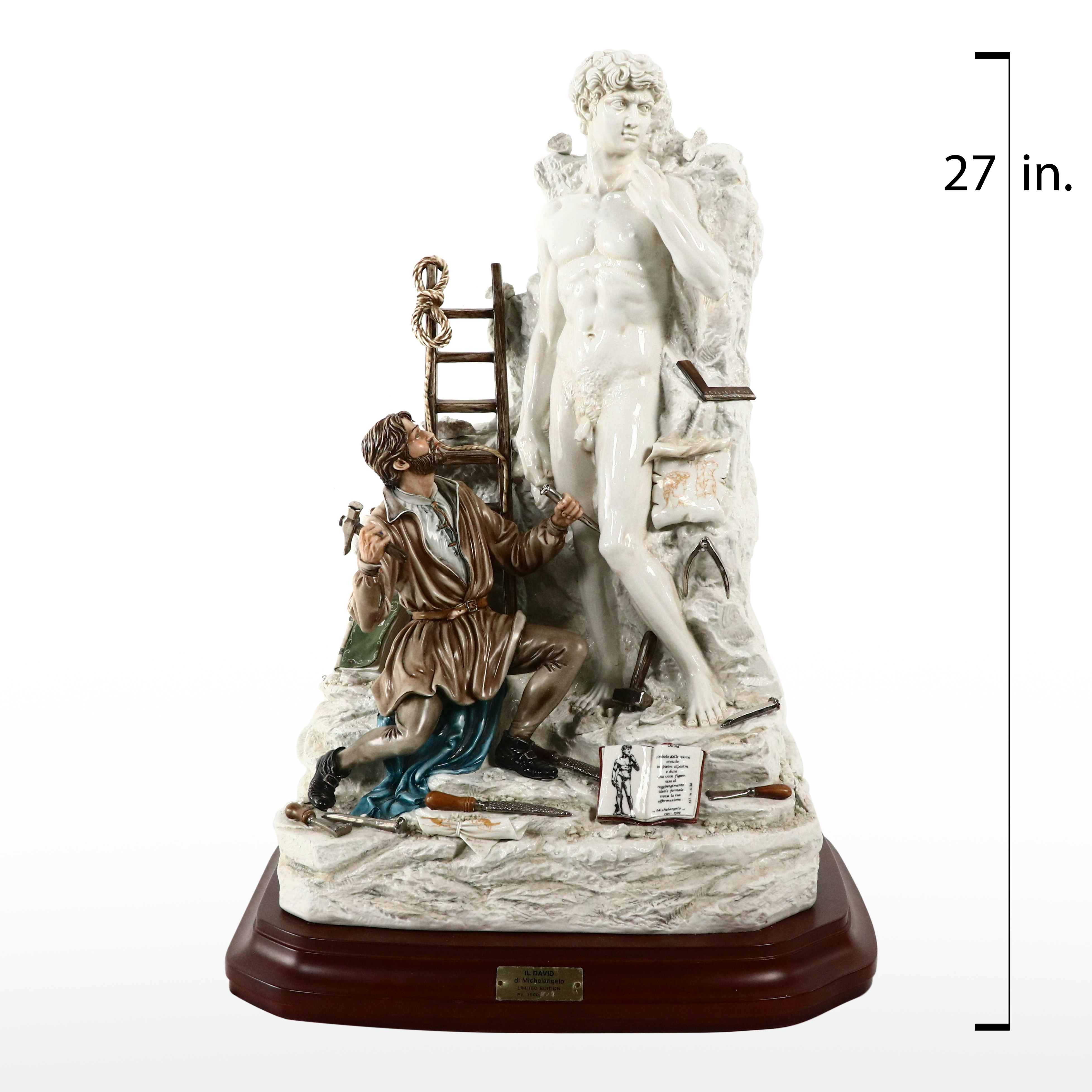 Cortese Capodimonte Porcelain Sculpture of Michelangelo Sculpting David