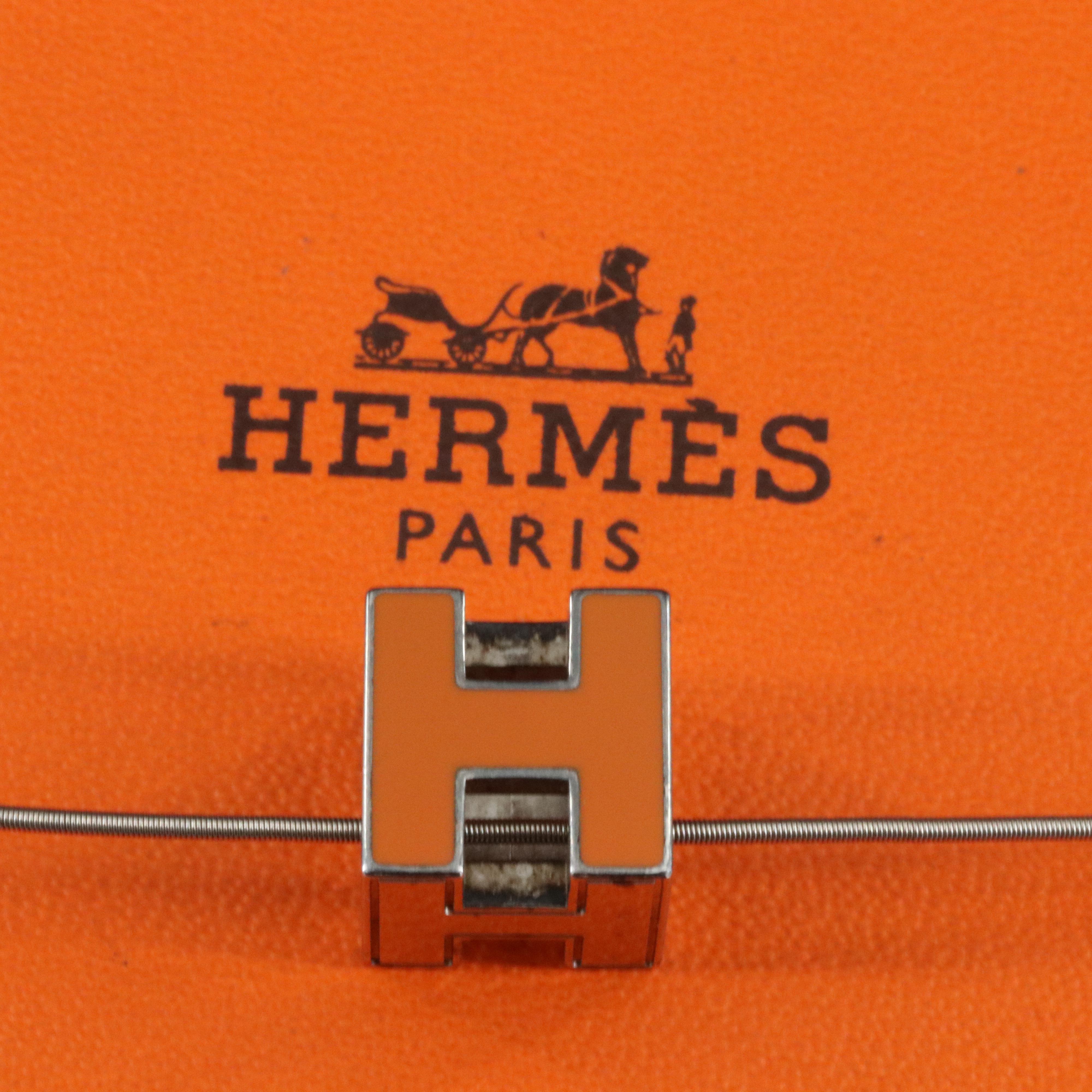 Hermès Cube d'H Necklace in Orange Enamel