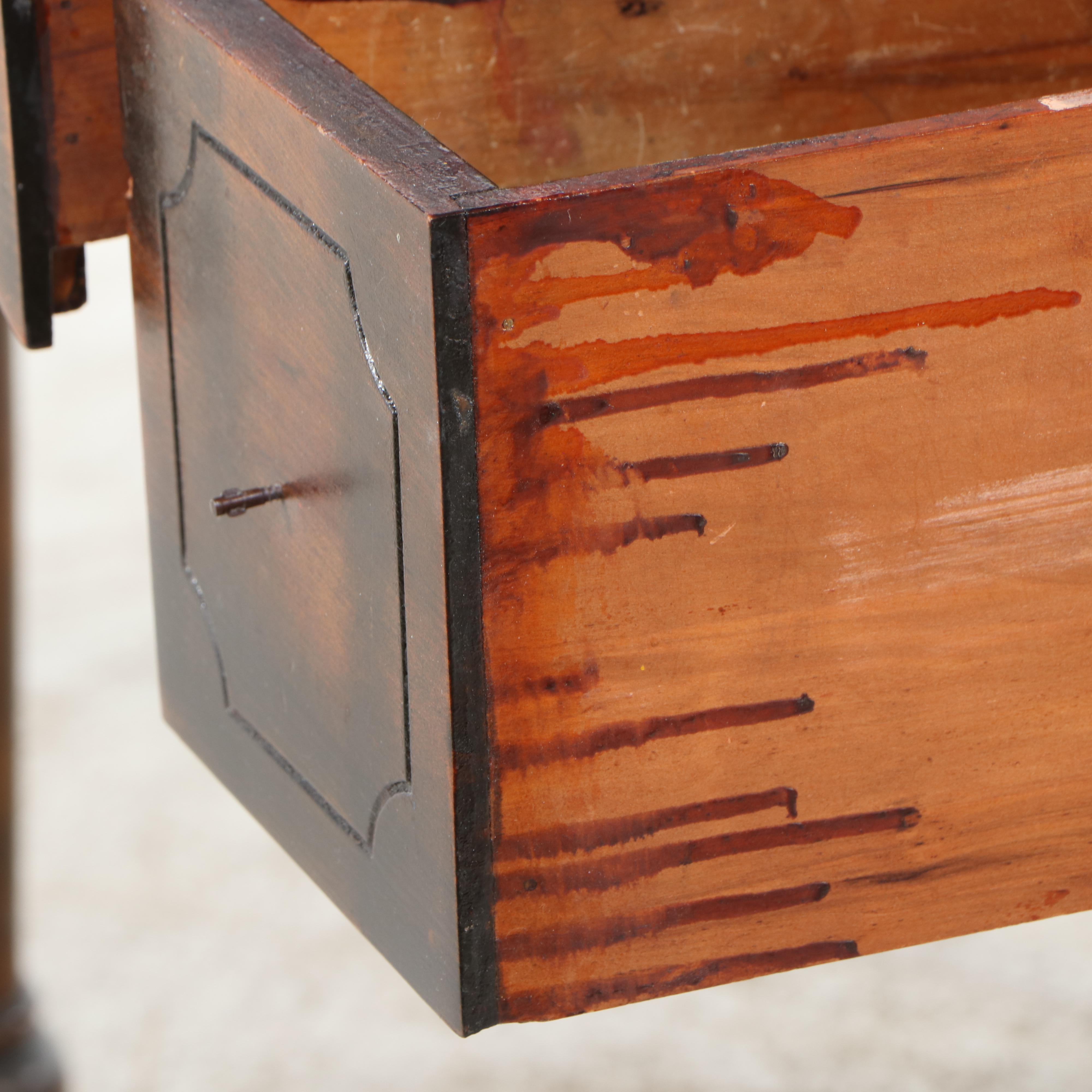 Walnut-Finished Wood Spinet Desk with Victorian Walnut Side Chair