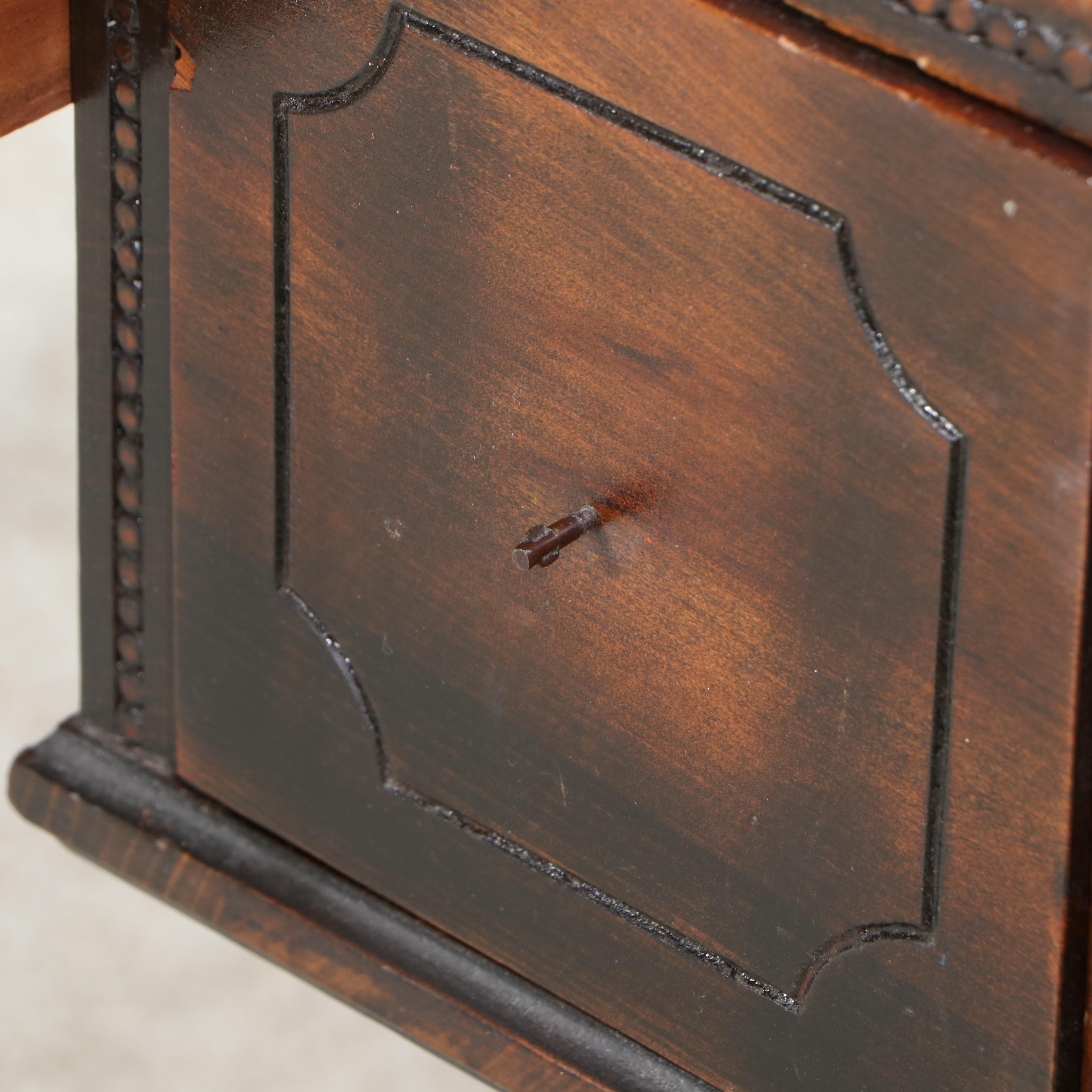 Walnut-Finished Wood Spinet Desk with Victorian Walnut Side Chair