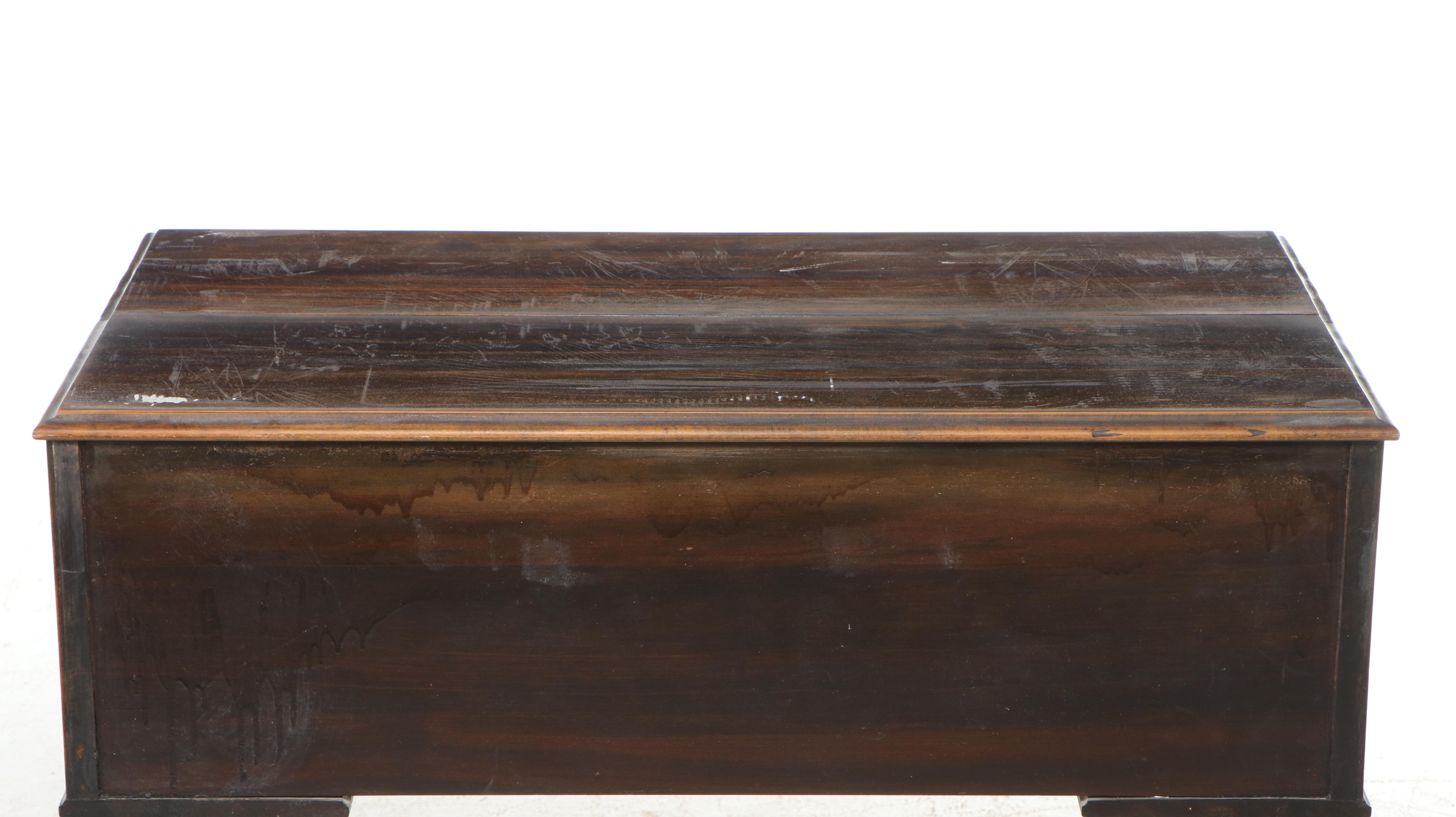 Walnut-Finished Wood Spinet Desk with Victorian Walnut Side Chair