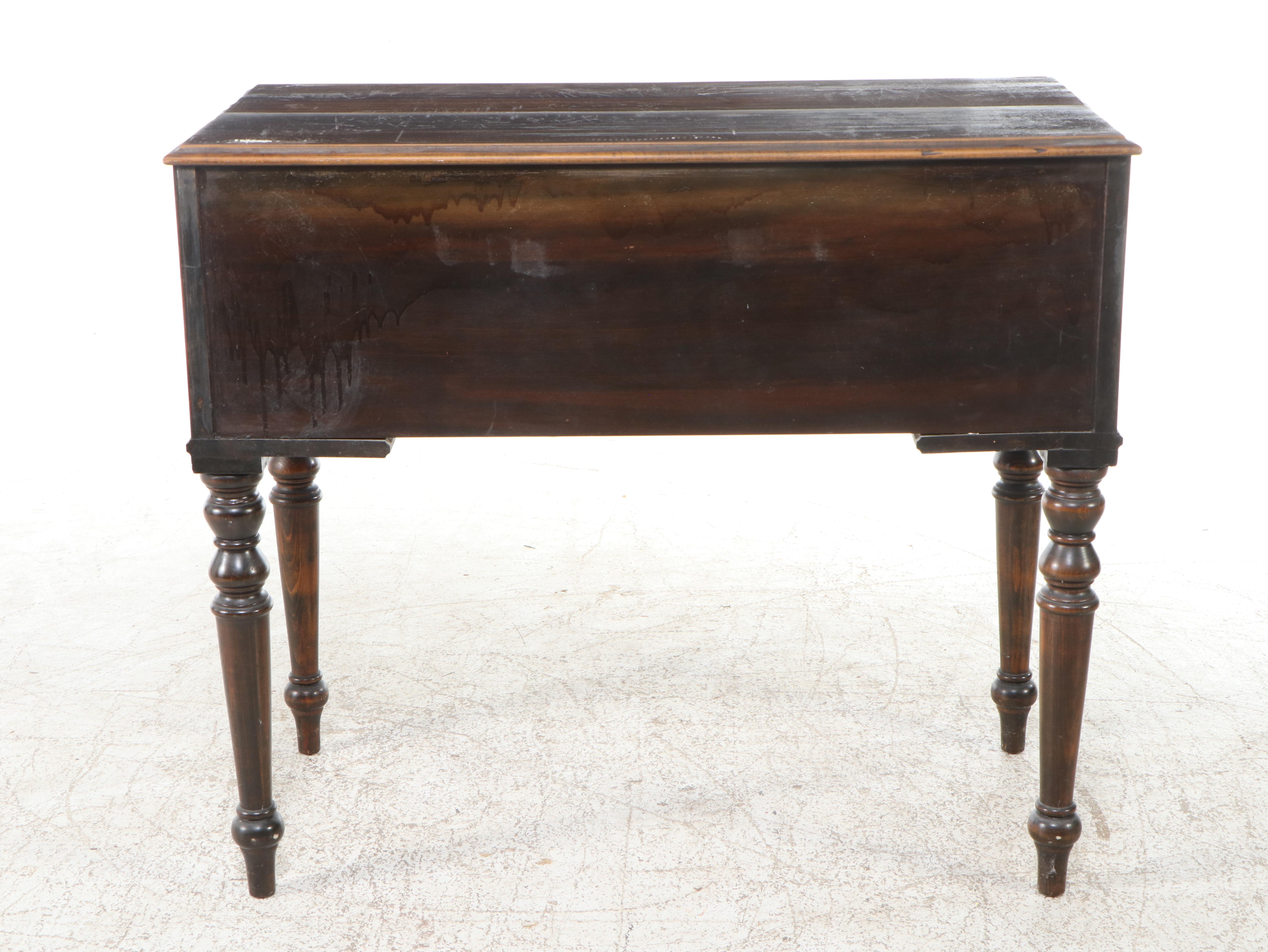 Walnut-Finished Wood Spinet Desk with Victorian Walnut Side Chair