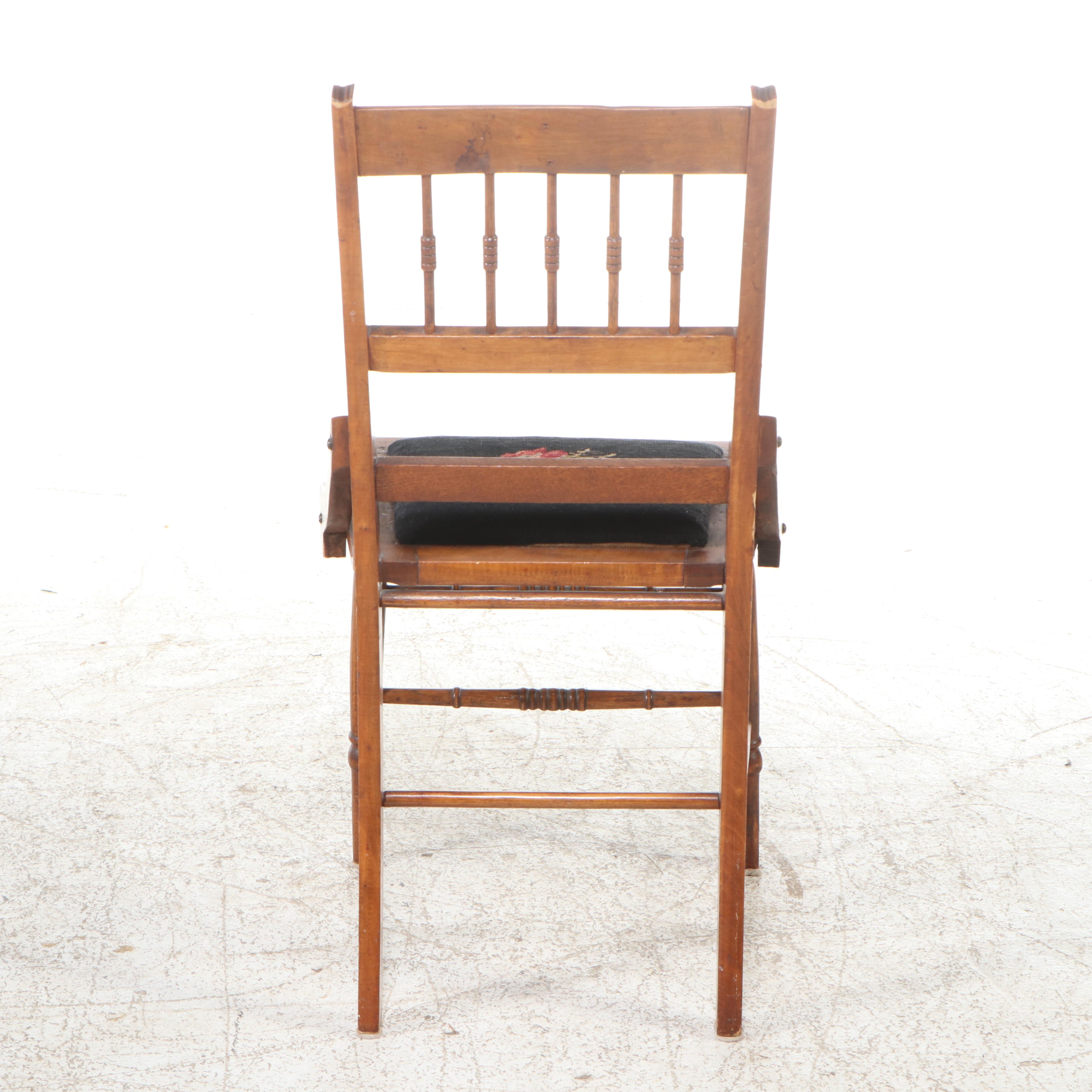 Walnut-Finished Wood Spinet Desk with Victorian Walnut Side Chair