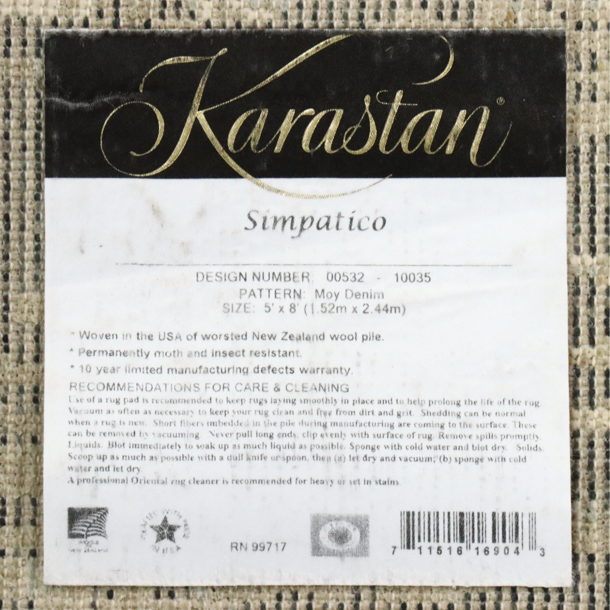 5' x 8' Machine Made Karastan Simpatico "Moy Denim" Area Rug