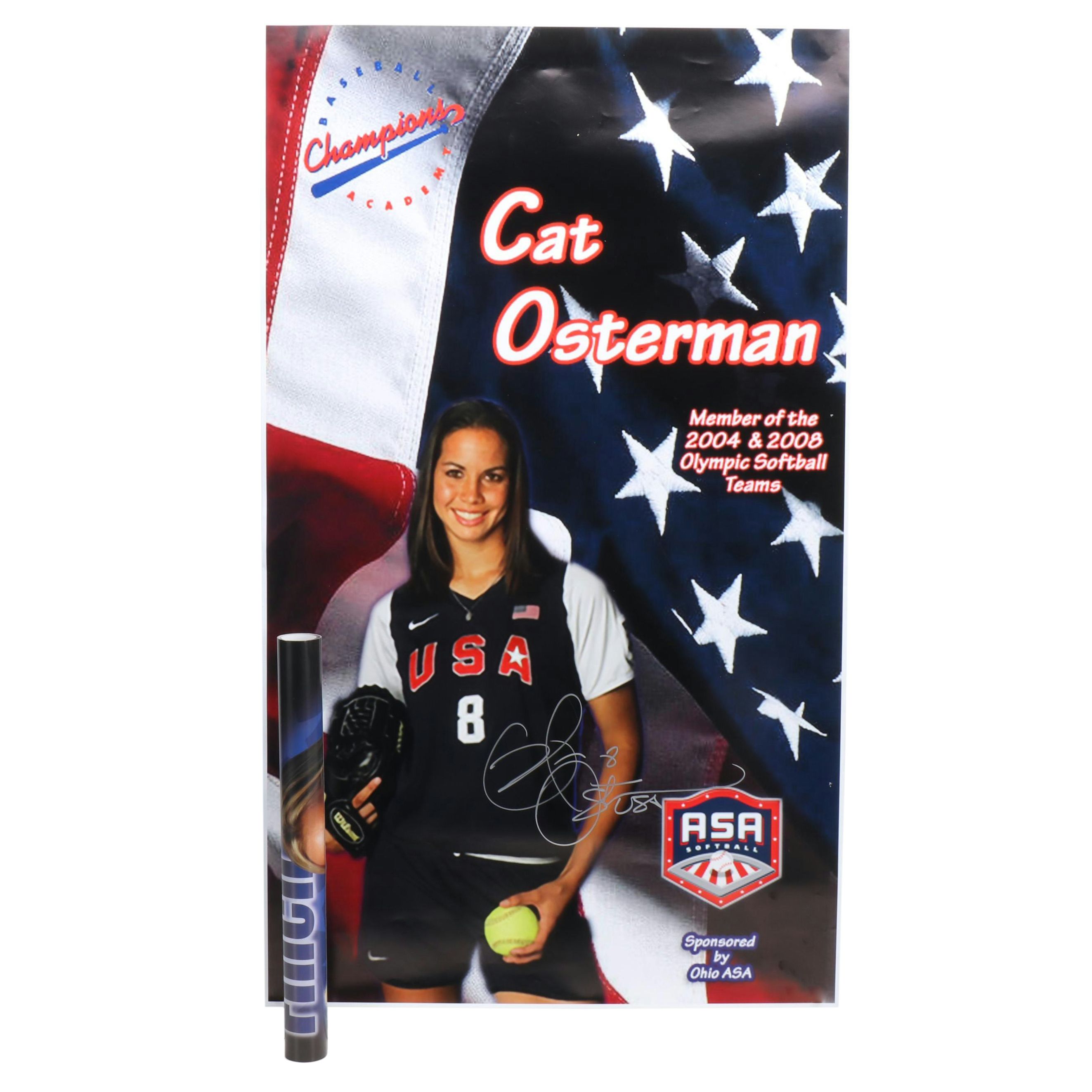 Cat Osterman Signed USA Softball Poster with Jennie Finch Print