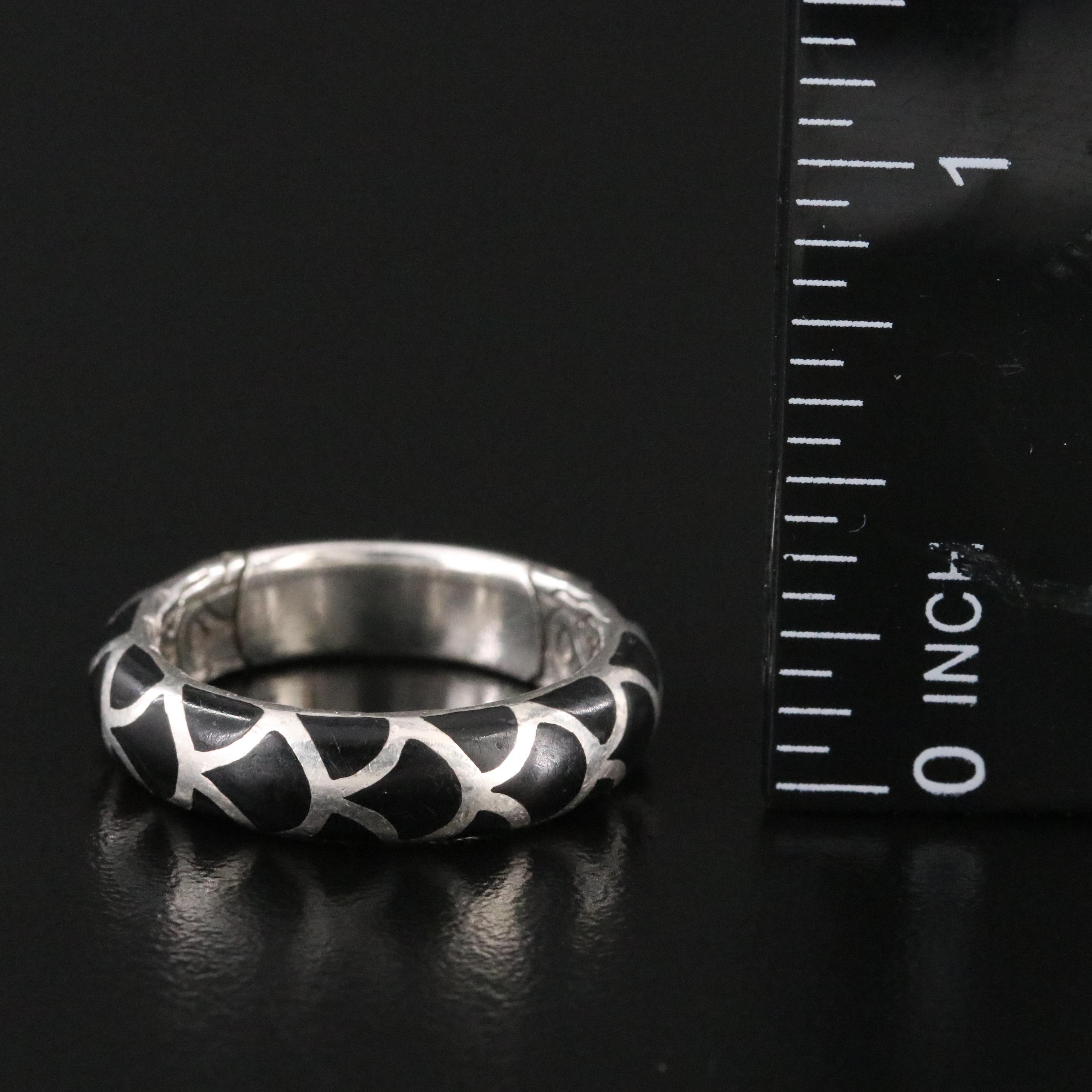 John Hardy Naga Sterling and Black Enamel Ring