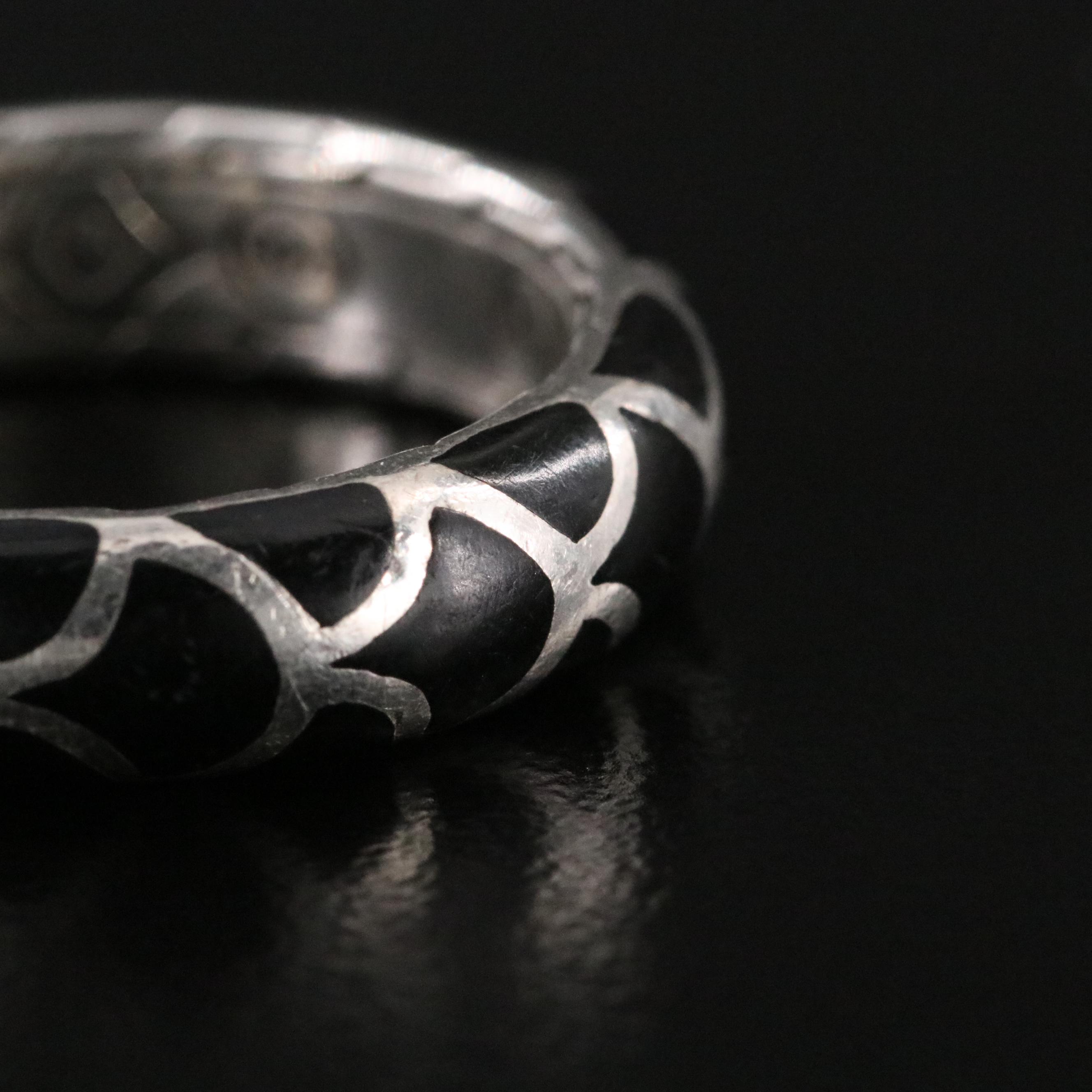 John Hardy Naga Sterling and Black Enamel Ring