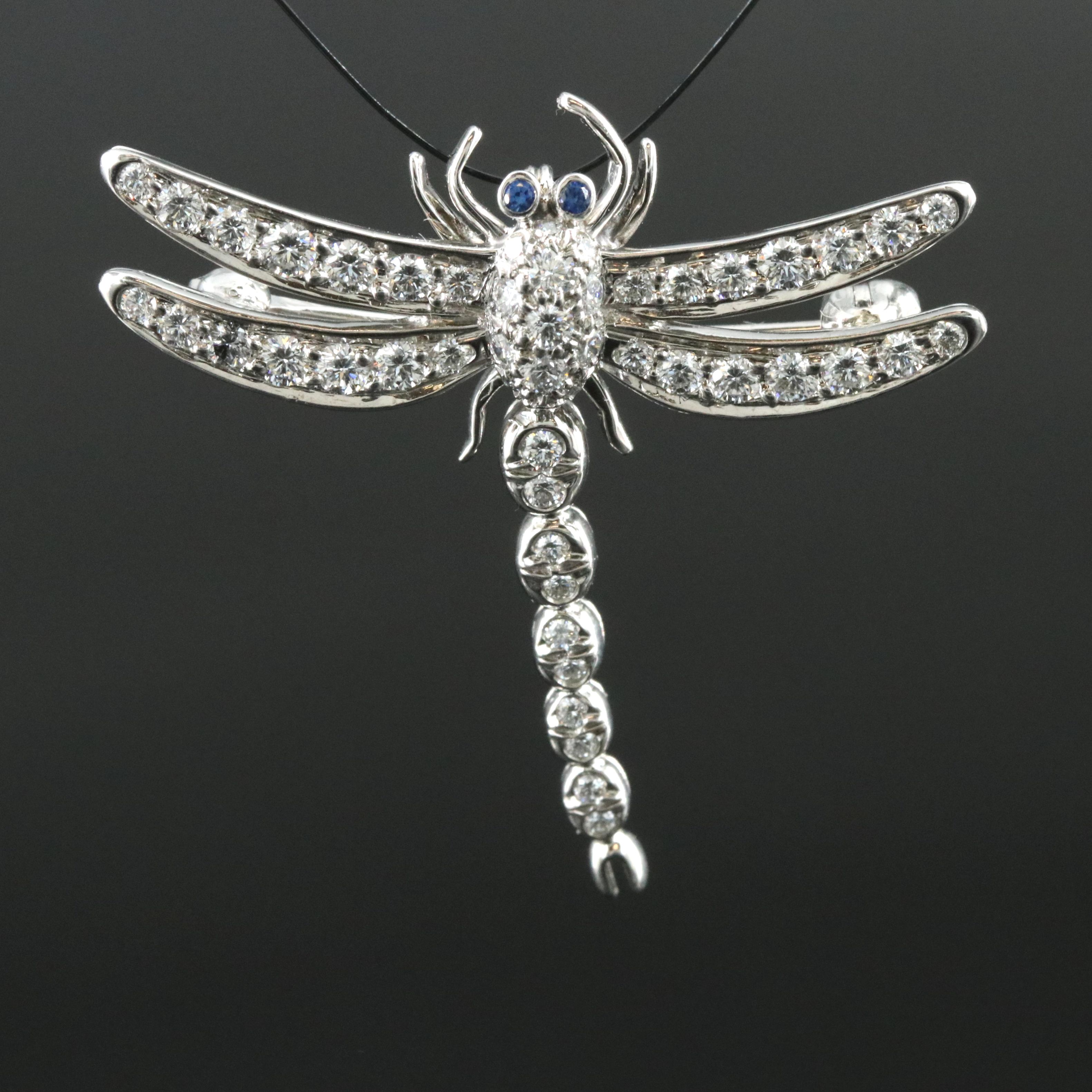 Tiffany & Co. Enchant Platinum 0.56 CTW Diamond Dragonfly Brooch Pendant