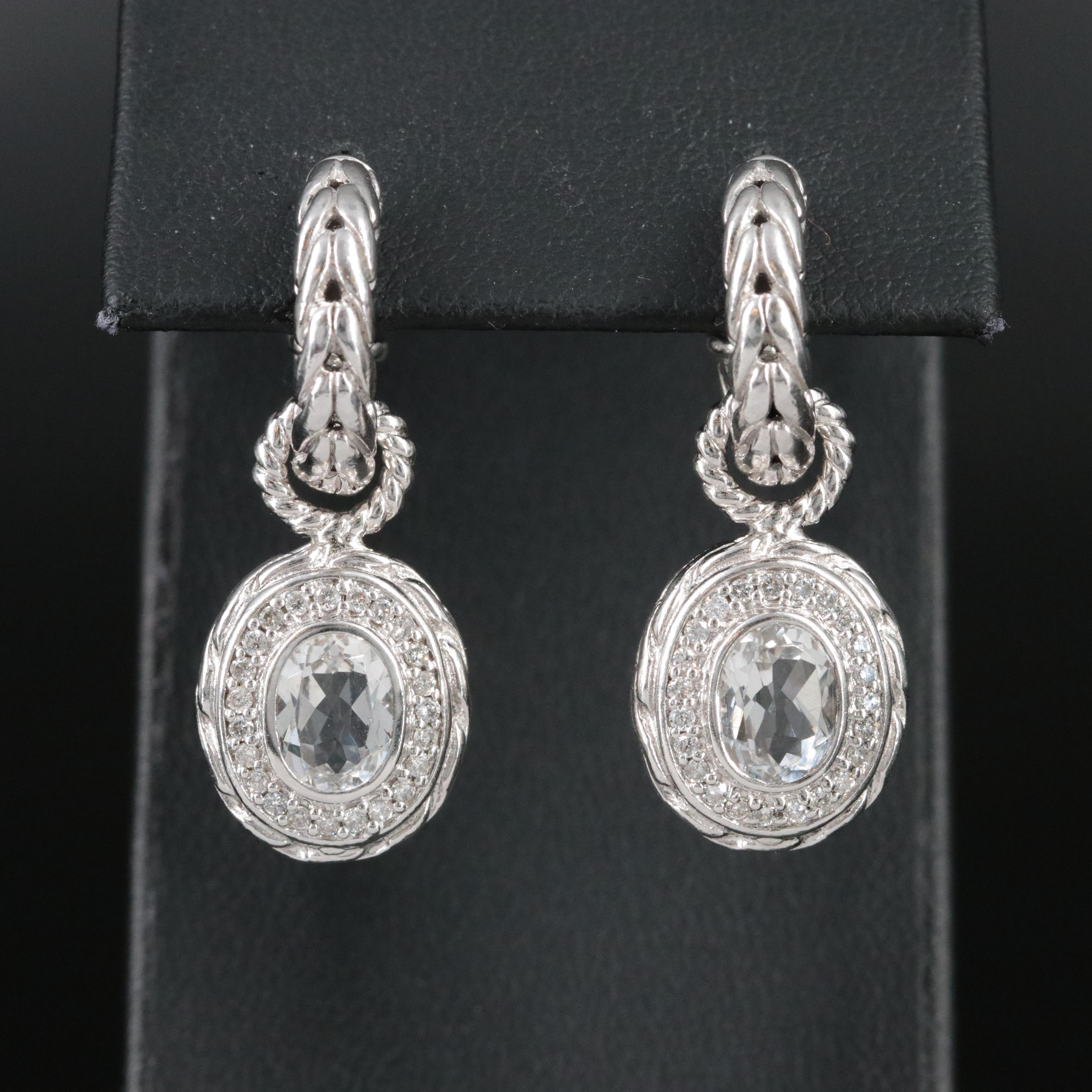 John Hardy Sterling Sapphire 0.29 CTW  Diamond Hoops with Detachable Charms