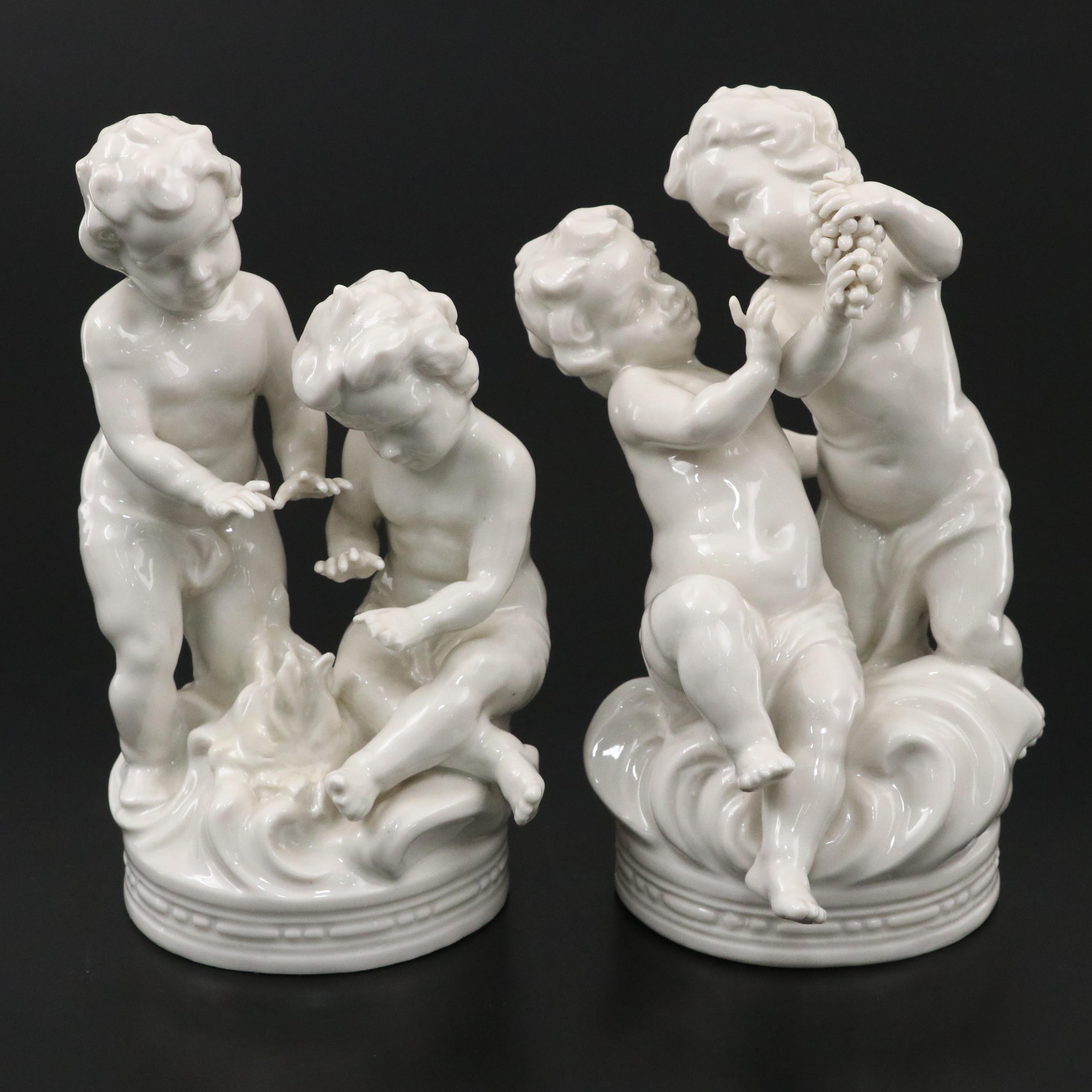 Müller Volkstedt Porcelain Winter and Summer Seasons Figurines, 1907–1949
