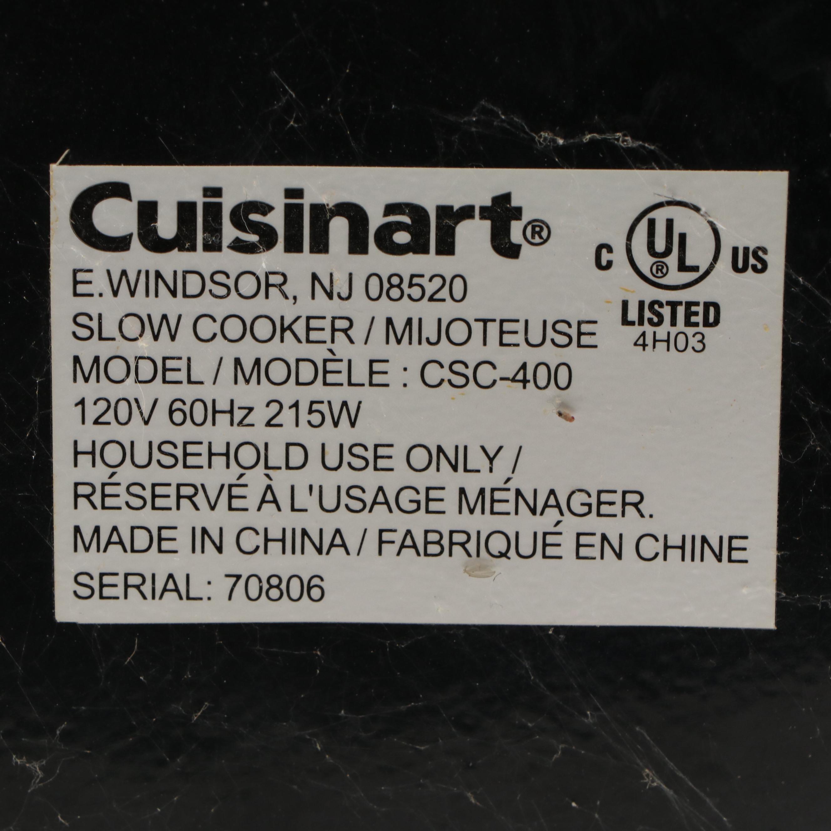 Cuisinart Egg Cooker, Electric Knife, Slow Cooker and Food Processor