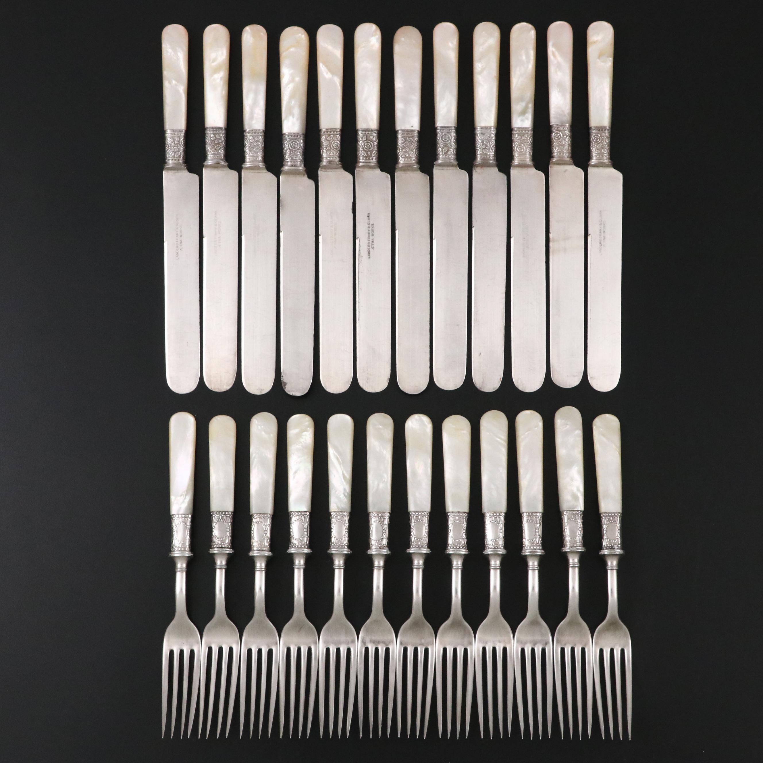 Lander, Frary, & Clark Sterling and Mother-of-Pearl Knives and Forks
