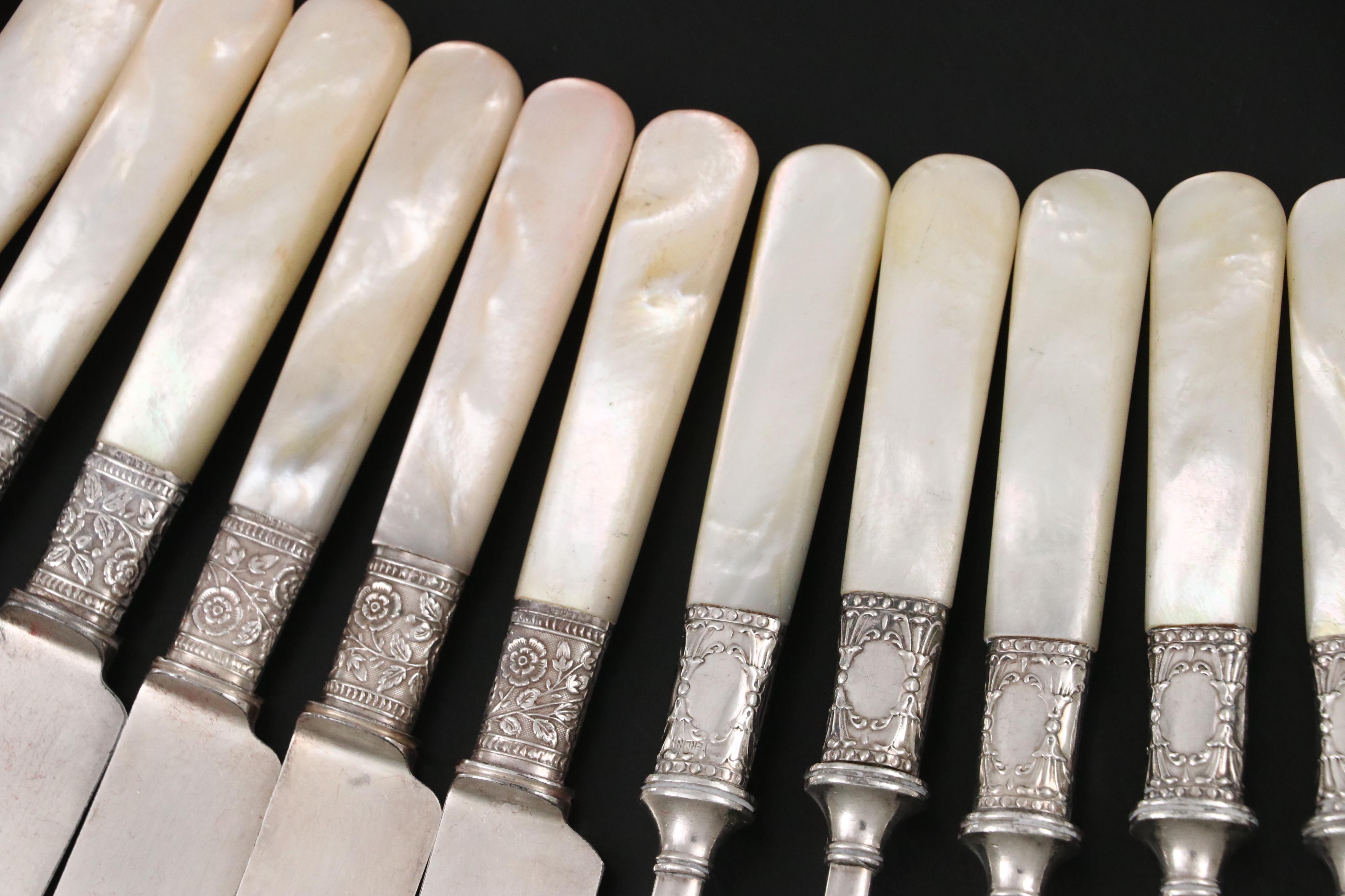 Lander, Frary, & Clark Sterling and Mother-of-Pearl Knives and Forks