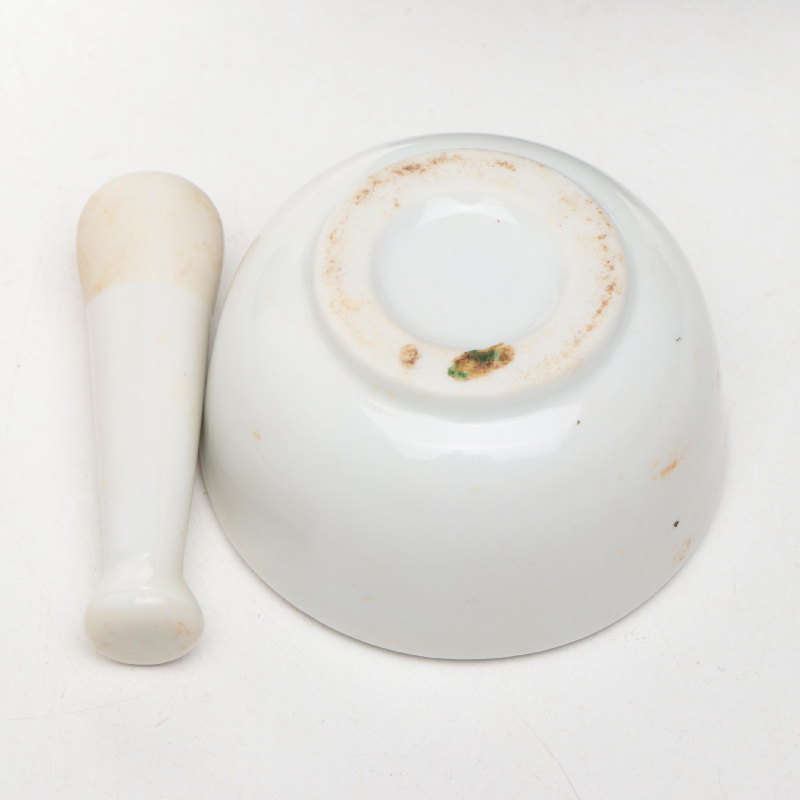 Crate & Barrel Marble Mortar and Pestle with Pair of Ceramic Mortar and Pestles