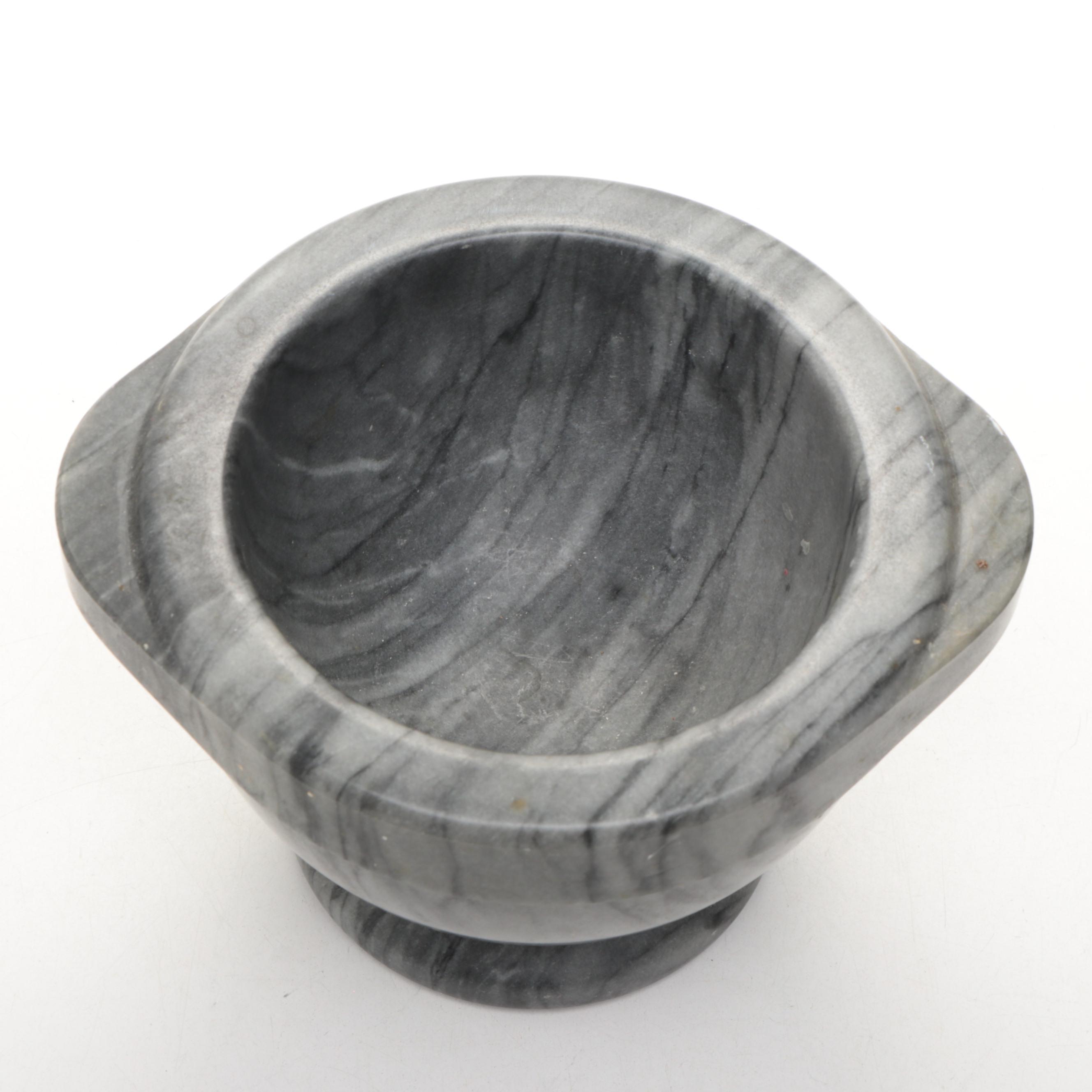 Crate & Barrel Marble Mortar and Pestle with Pair of Ceramic Mortar and Pestles