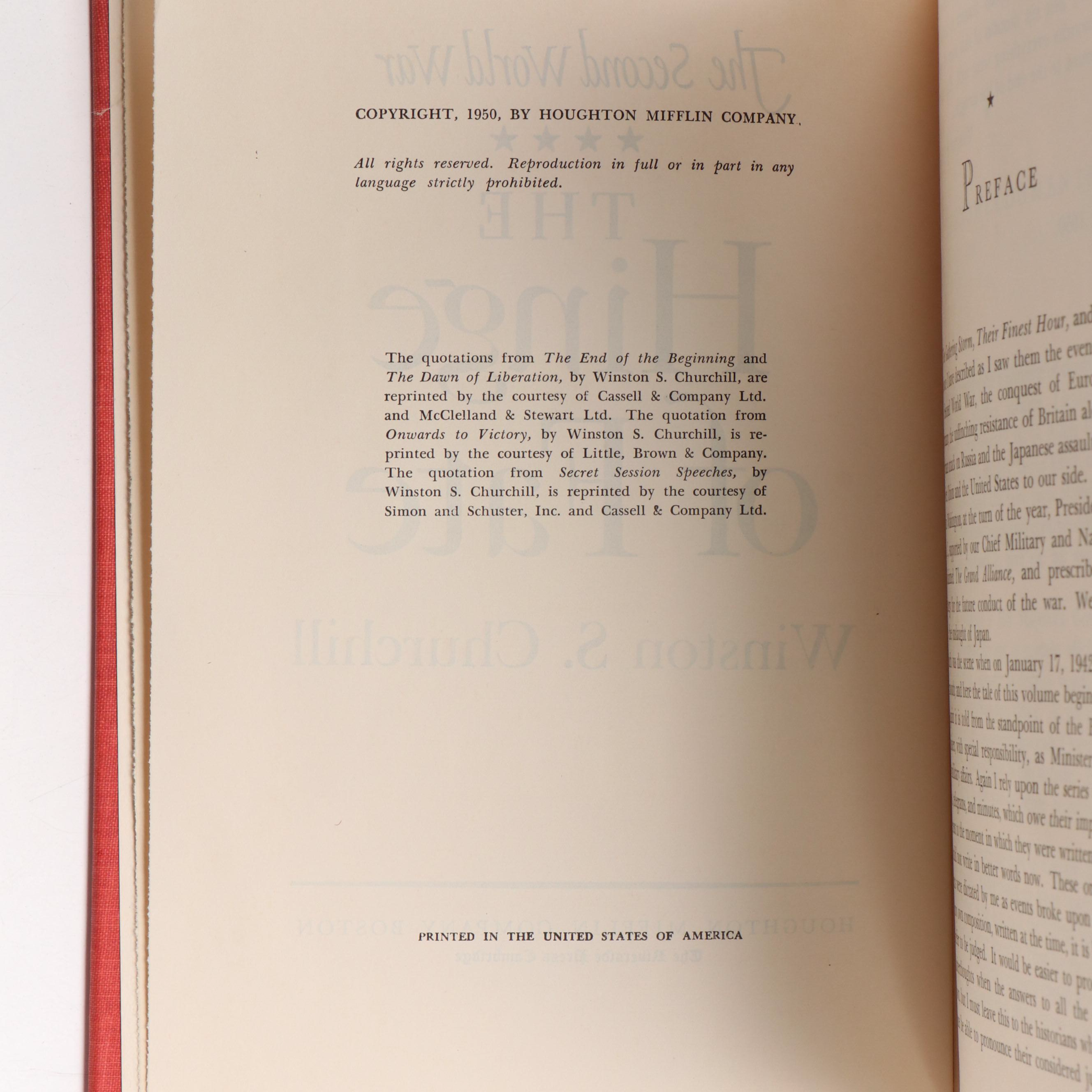 Book Club Edition "The Second World War" Complete Set by Winston S. Churchill