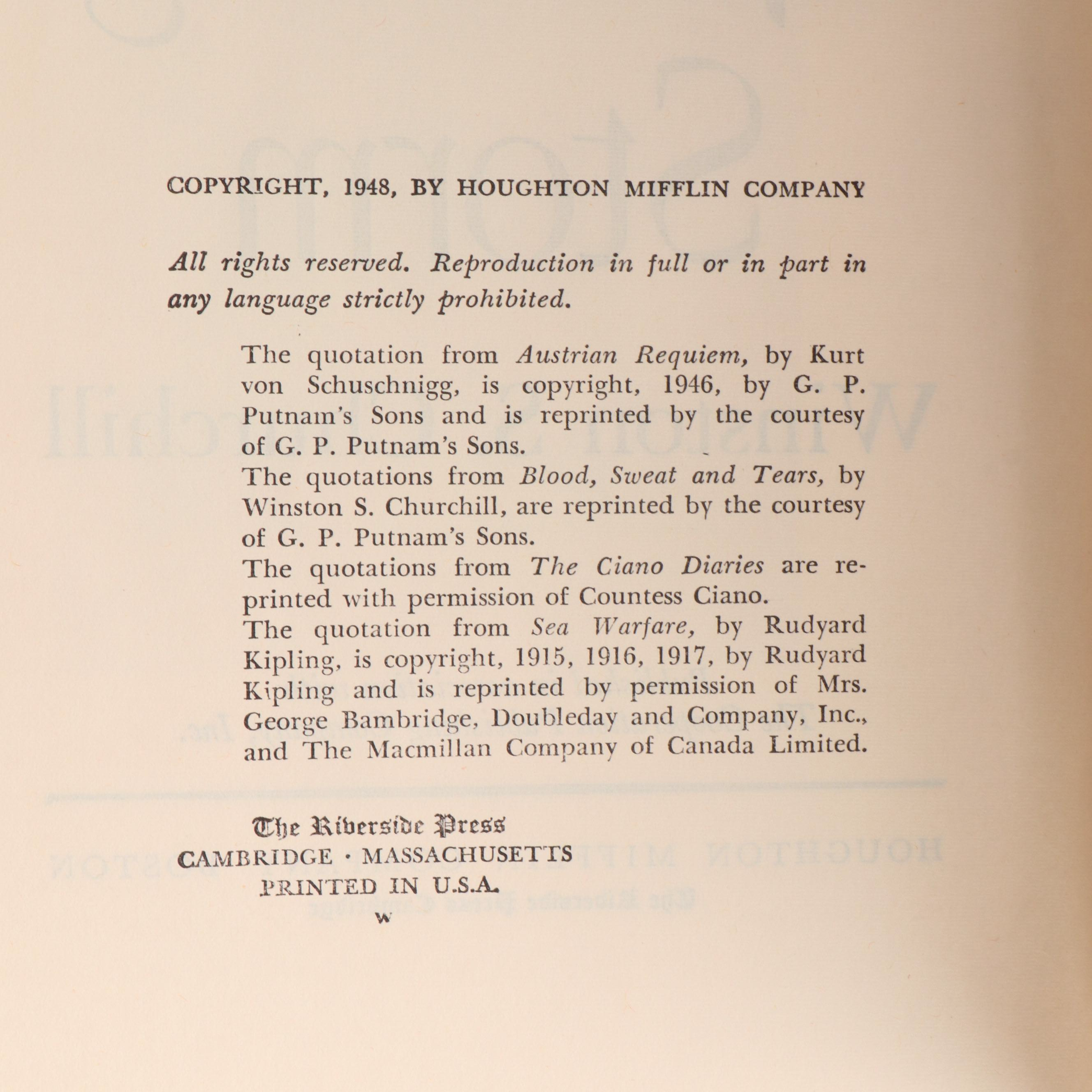 Book Club Edition "The Second World War" Complete Set by Winston S. Churchill