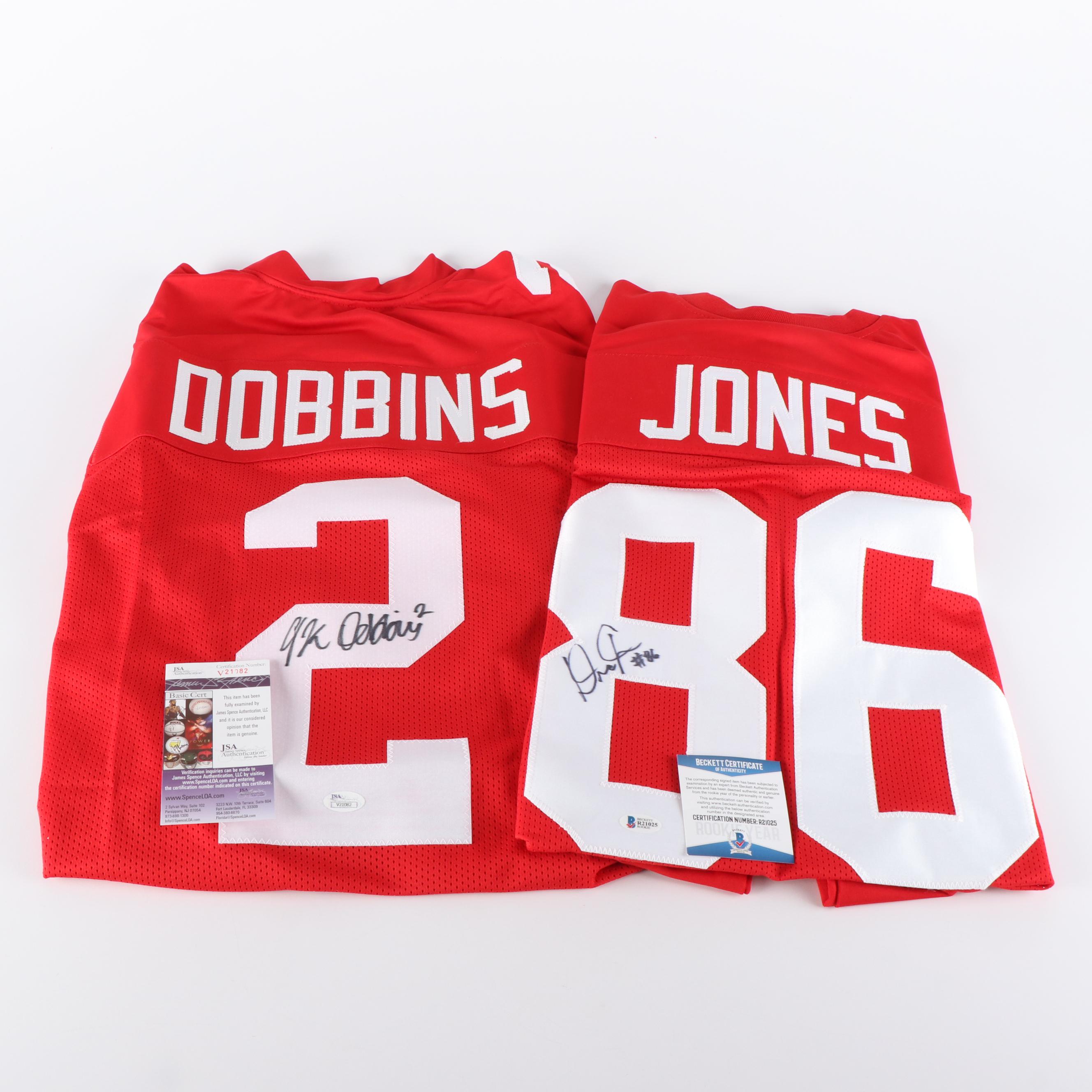 J.K. Dobbins and Dre'Mont Jones Signed Ohio State Buckeyes Football Jerseys