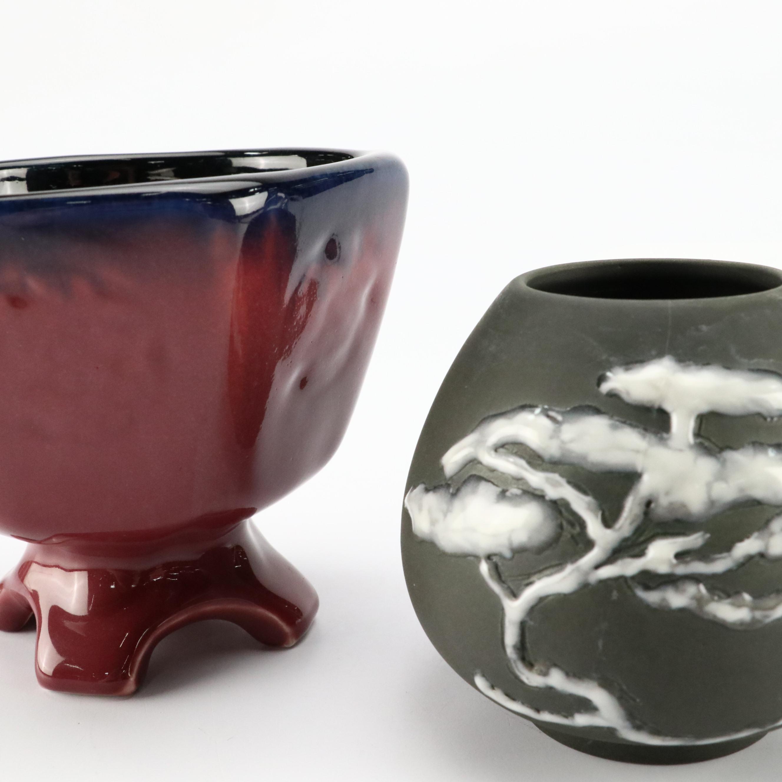 Rookwood Pottery Vases with Commerative Baseball Ashtray