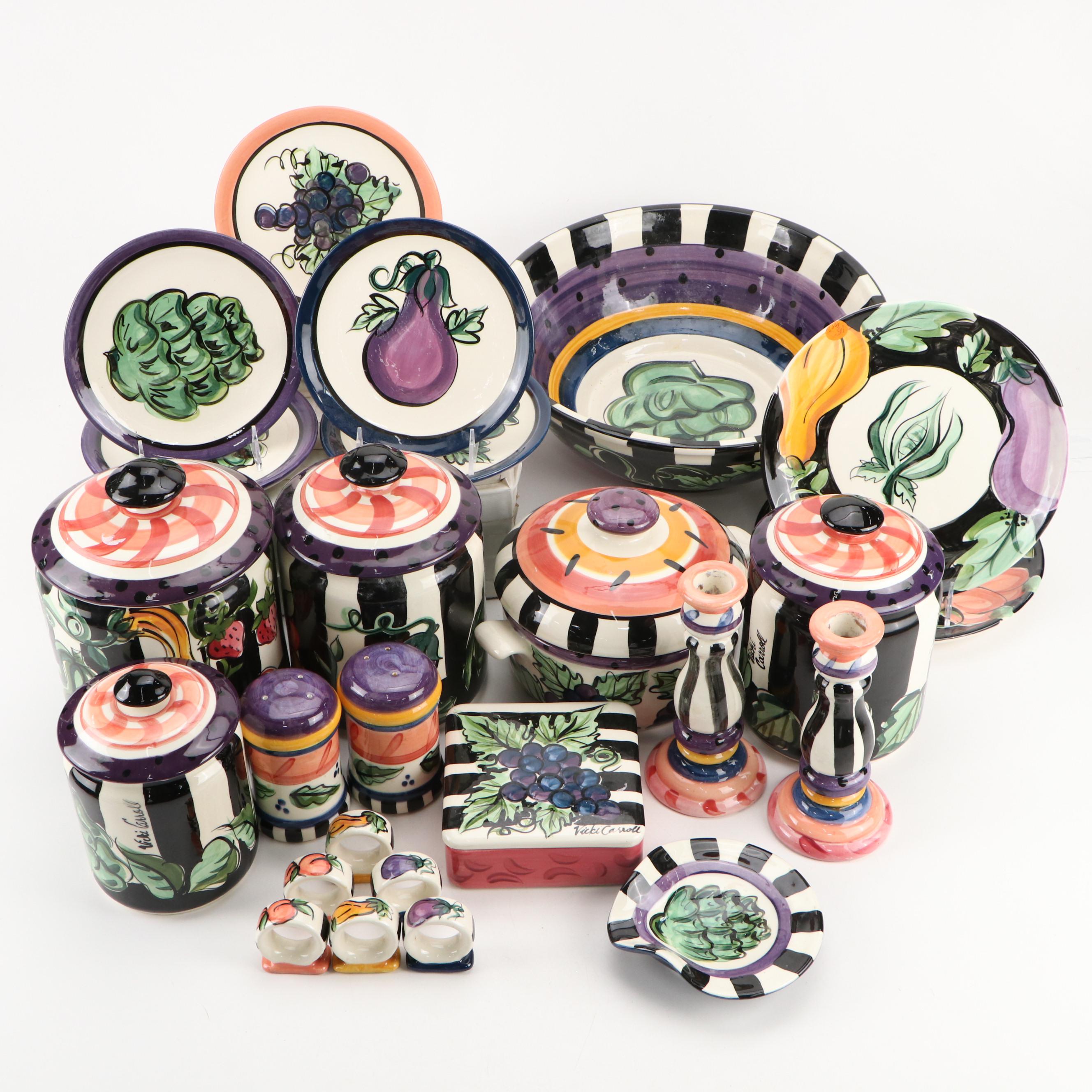 Vicki Carroll Hand-Painted Ceramic Canisters and Table Accessories