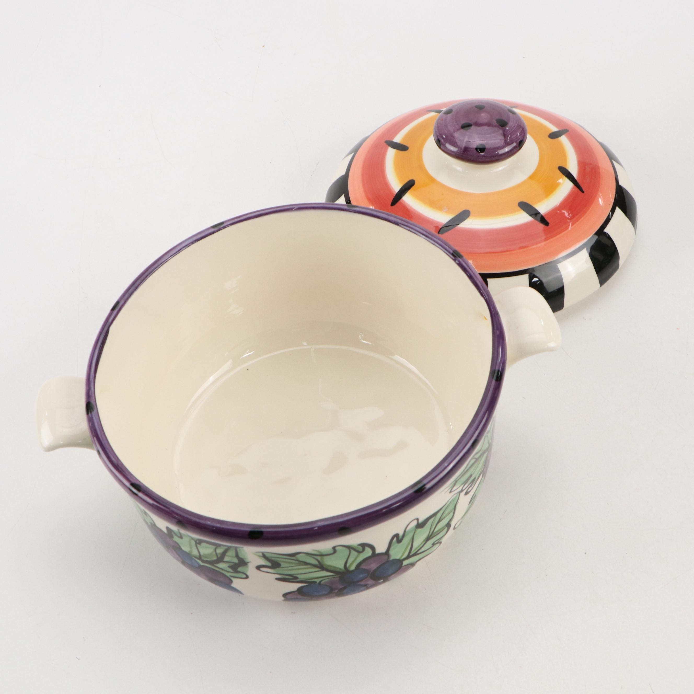 Vicki Carroll Hand-Painted Ceramic Canisters and Table Accessories